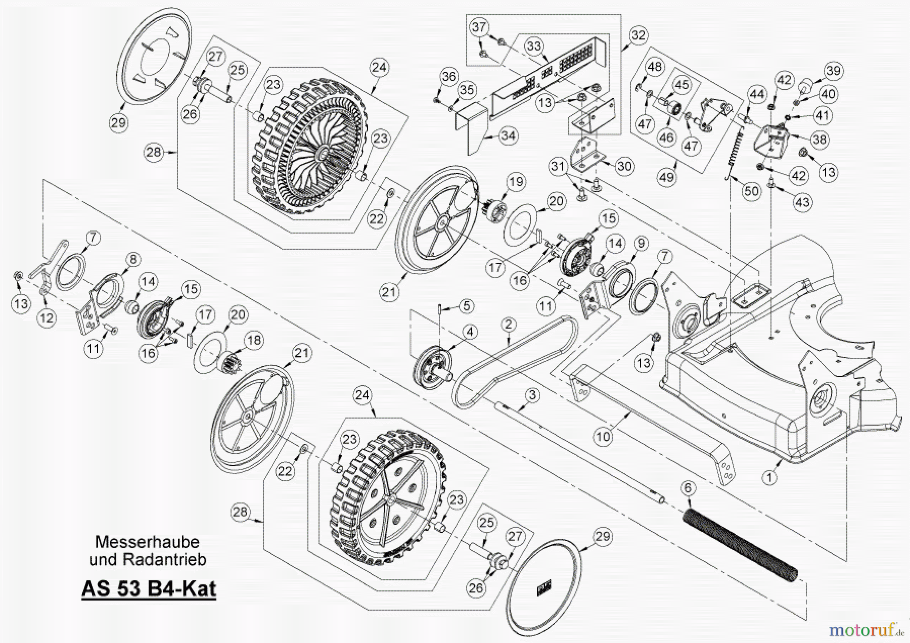 AS-Motor (neu) Rasen Profi-Rasenmäher AS 53 Standard AS 53 2T ES ab FNr. 030317060001 Messerhaube + Radantrieb