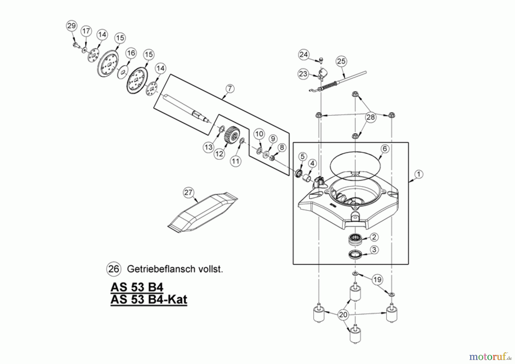 AS-Motor (neu) Rasen Profi-Rasenmäher AS 53 Standard AS 53 2T ES ab FNr. 030317060001 Getriebeflansch vollst.