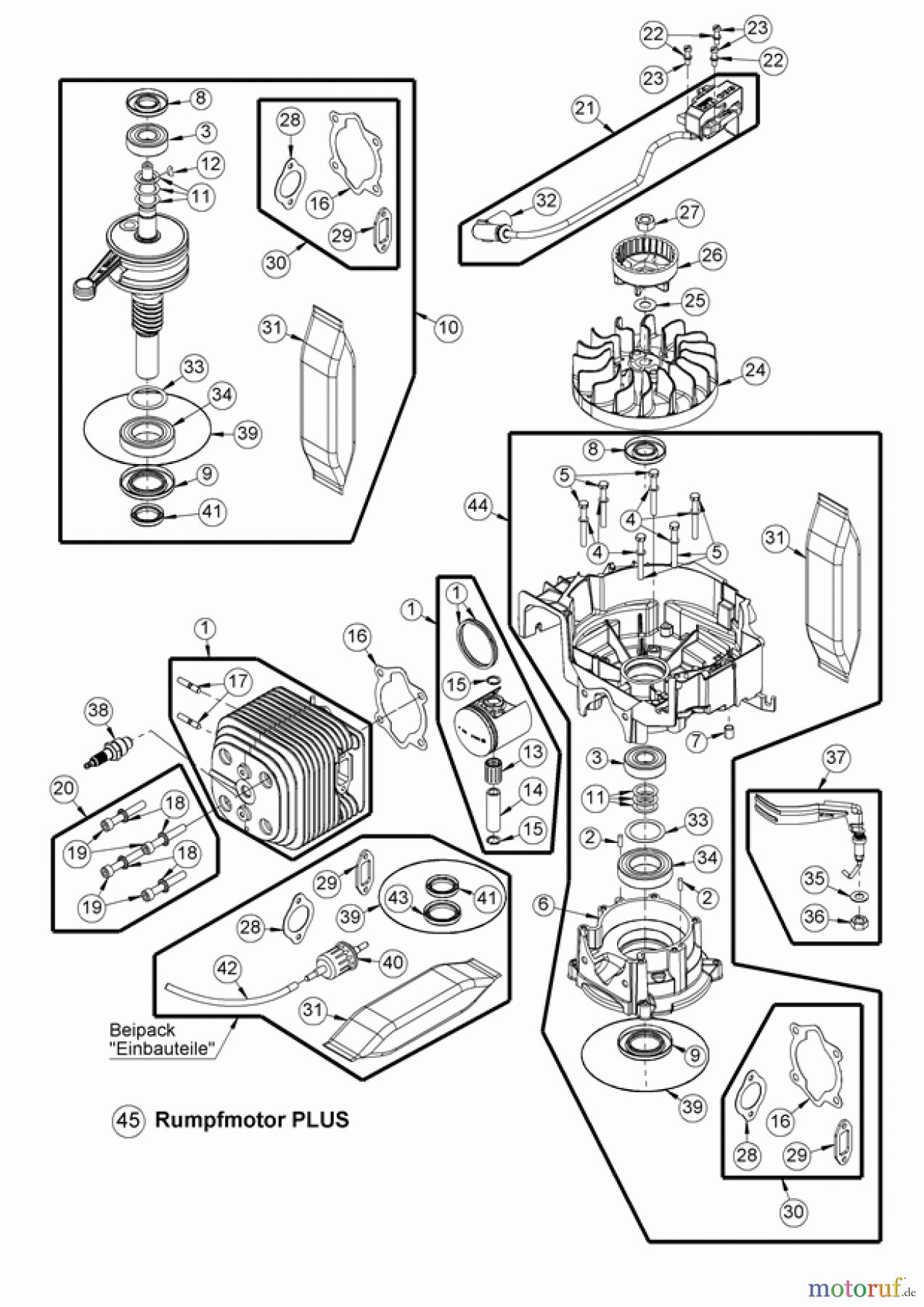  AS-Motor (neu) Rasen Profi-Rasenmäher AS 53 Standard AS 53 2T ES ab FNr. 030317060001 Rumpfmotor PLUS