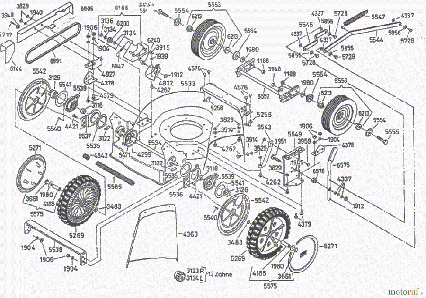AS-Motor (neu) Rasen Profi-Rasenmäher AS 53 Standard AS 53 4T und AS 53 B4/4T ab FNr. 0128833001 Gehäuse