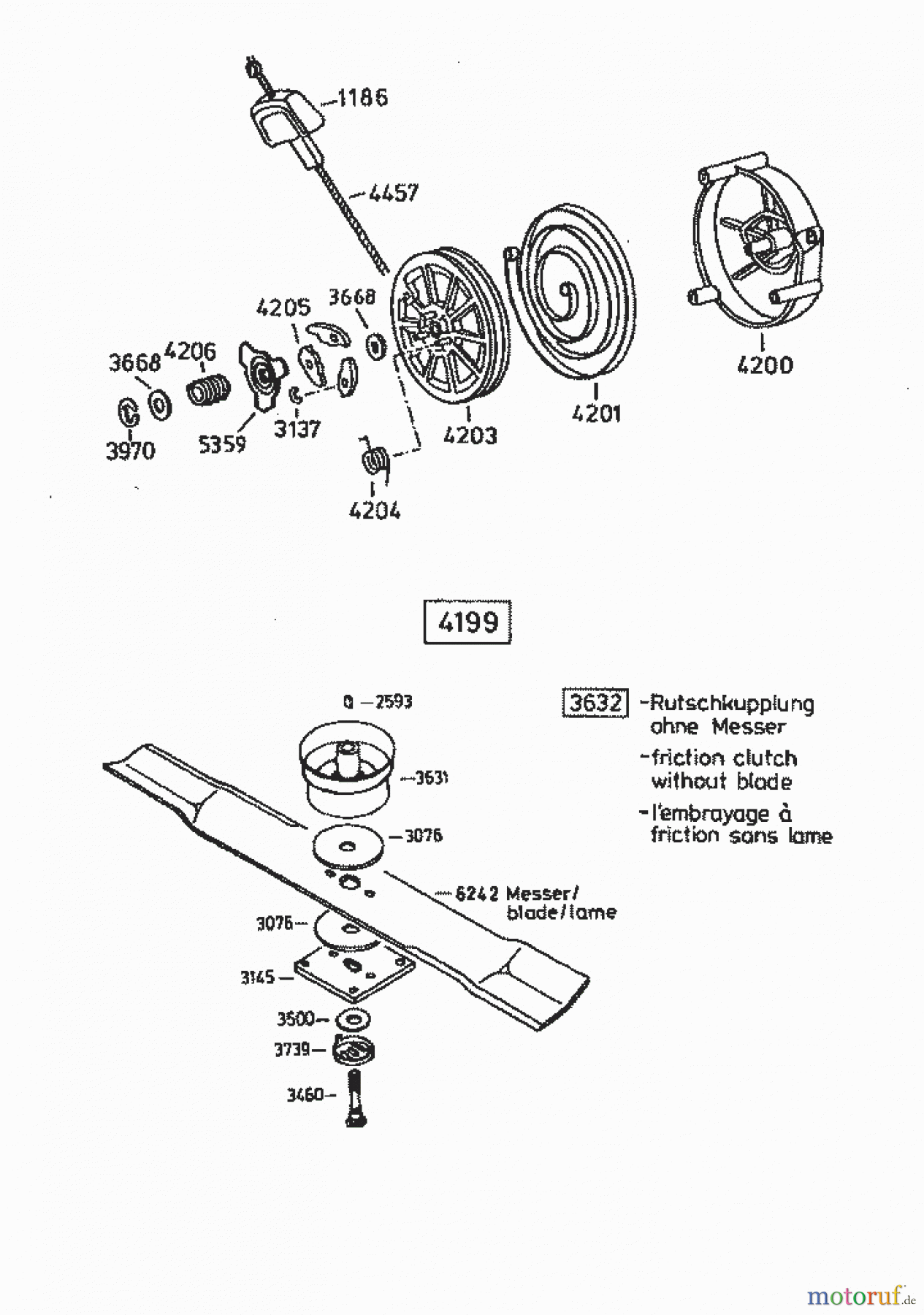 AS-Motor (neu) Rasen Profi-Rasenmäher AS 53 Allrad AS 53 B1 ab FNr. 0048233001 Starter/Messer