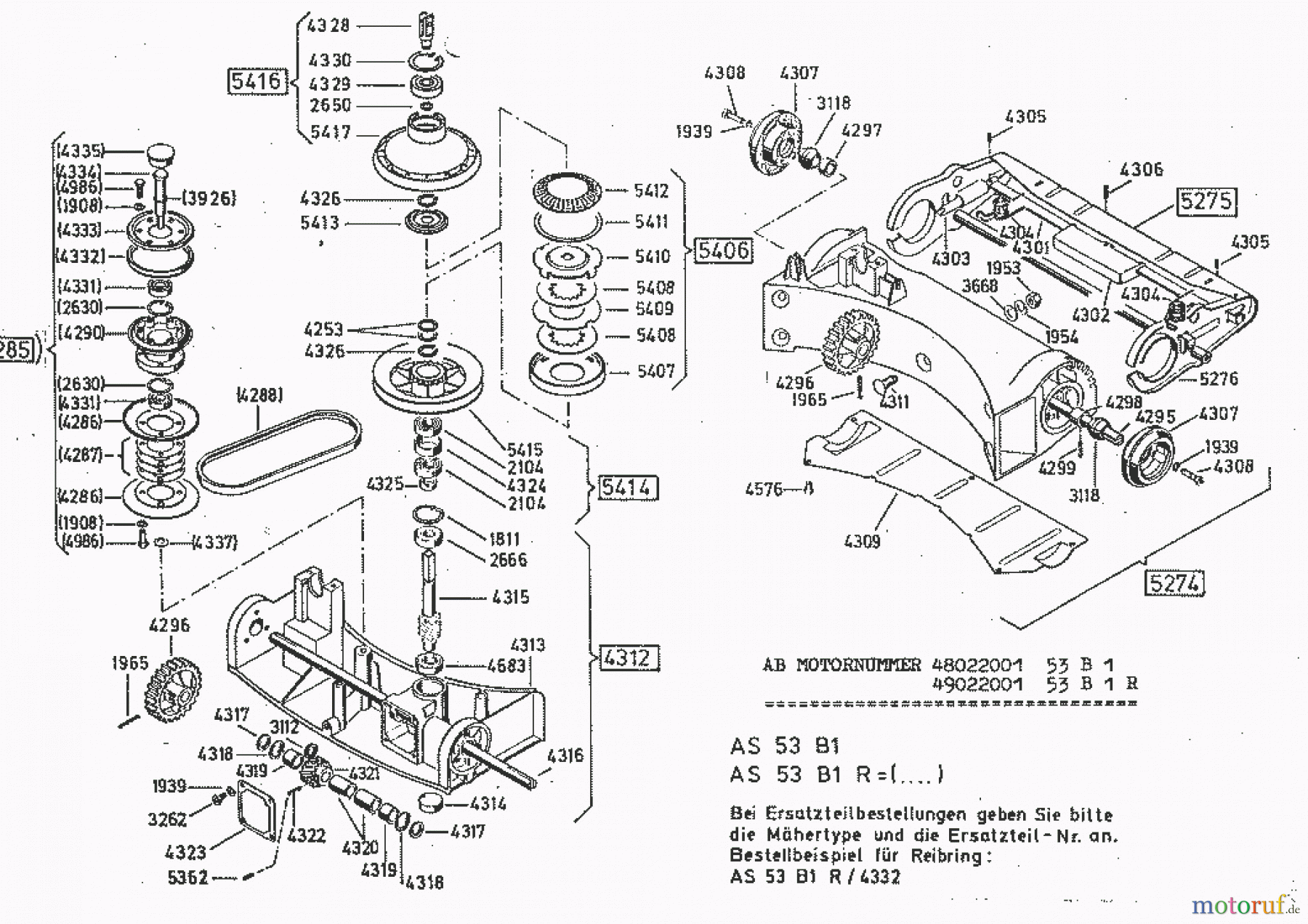 AS-Motor (neu) Rasen Profi-Rasenmäher AS 53 Allrad AS 53 B1 R ab FNr. 0049233001 Antrieb