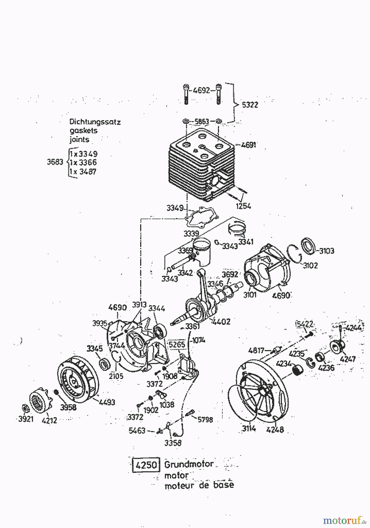 AS-Motor (neu) Rasen Profi-Rasenmäher AS 53 Allrad AS 53 B1 R ab FNr. 0049233001 Grundmotor