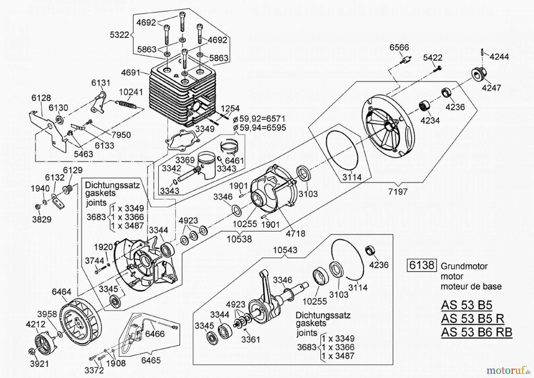 AS-Motor (neu) Rasen Profi-Rasenmäher AS 53 Allrad AS 53 B5 ab FNr. 008000404036 Grundmotor