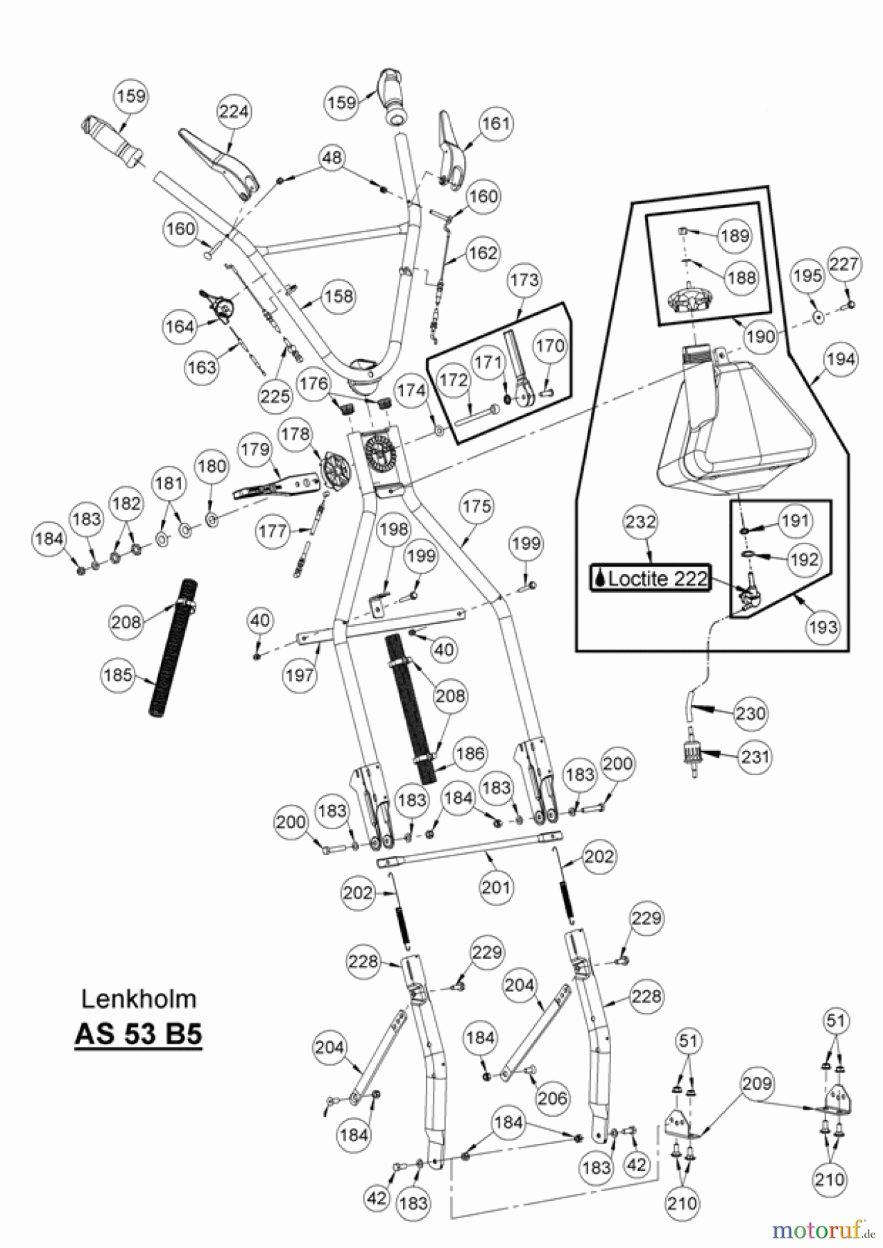 AS-Motor (neu) Rasen Profi-Rasenmäher AS 53 Allrad AS 53 B5 R ab FNr. 008100404001 Holm