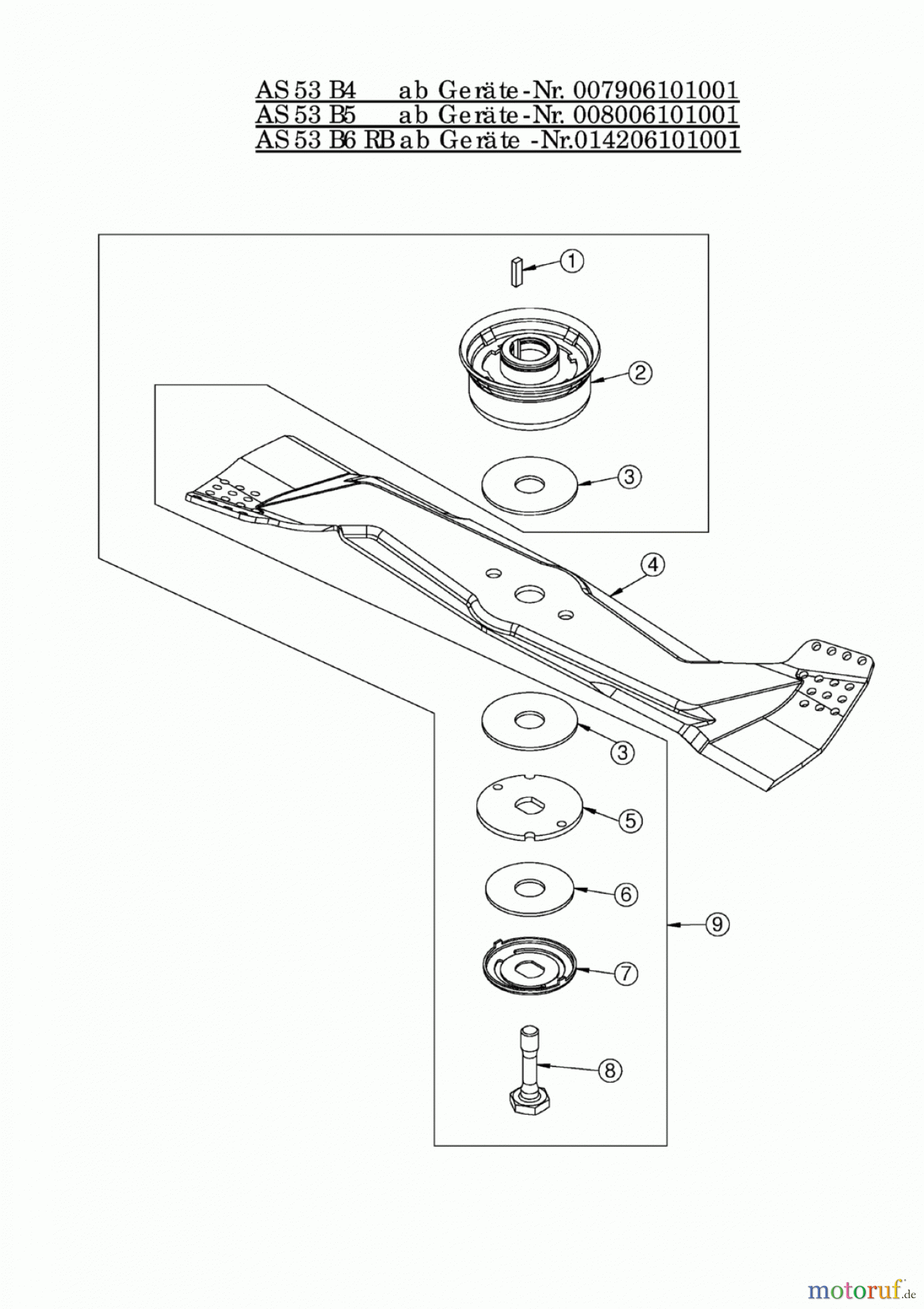 AS-Motor (neu) Rasen Profi-Rasenmäher AS 53 Allrad AS 53 B6 RB ab FNr. 014200303001 Messer
