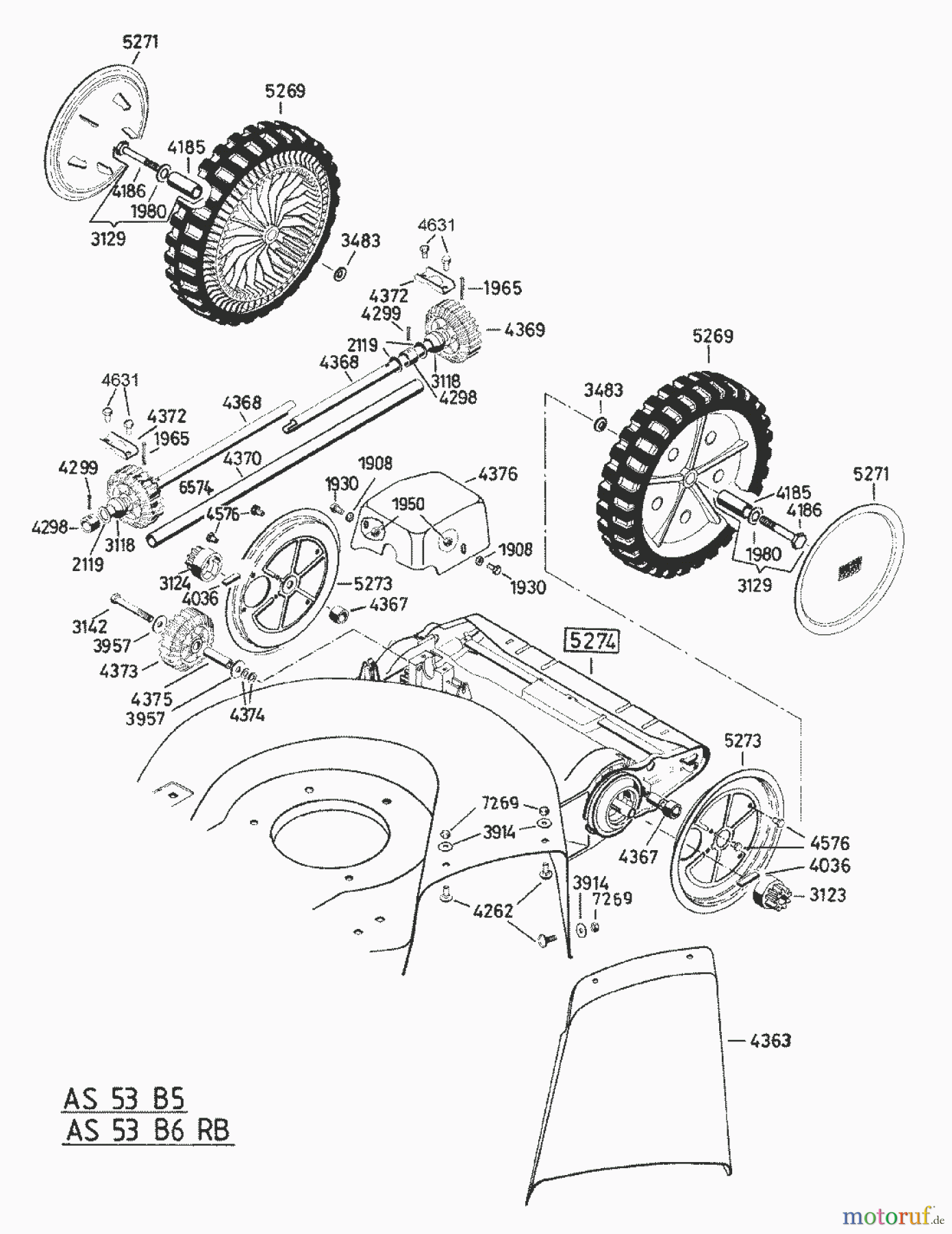 AS-Motor (neu) Rasen Profi-Rasenmäher AS 53 Allrad AS 53 B6 RB ab FNr. 014200303001 Vorderachse