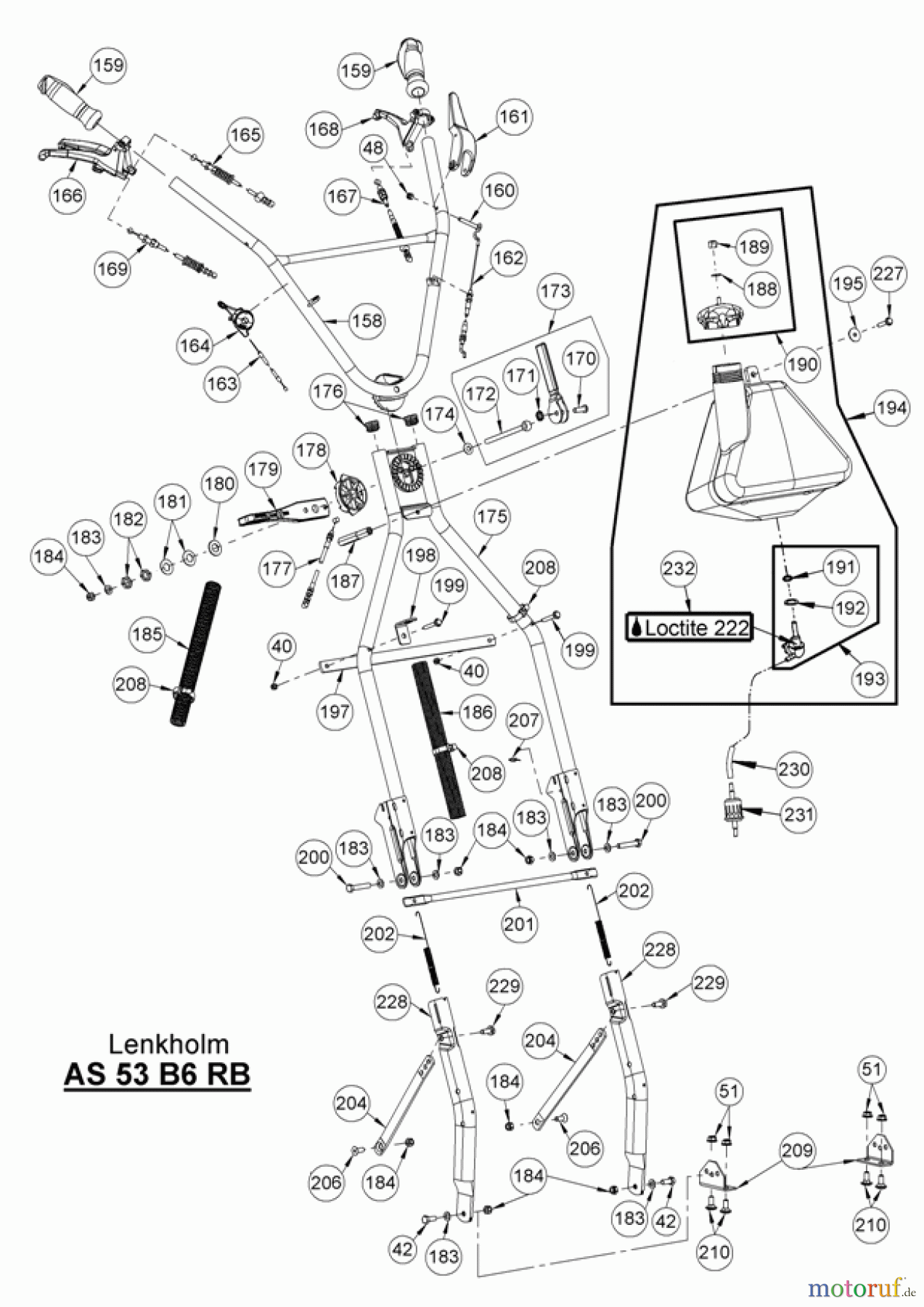 AS-Motor (neu) Rasen Profi-Rasenmäher AS 53 Allrad AS 53 B6 RB ab FNr. 014200303001 Holm