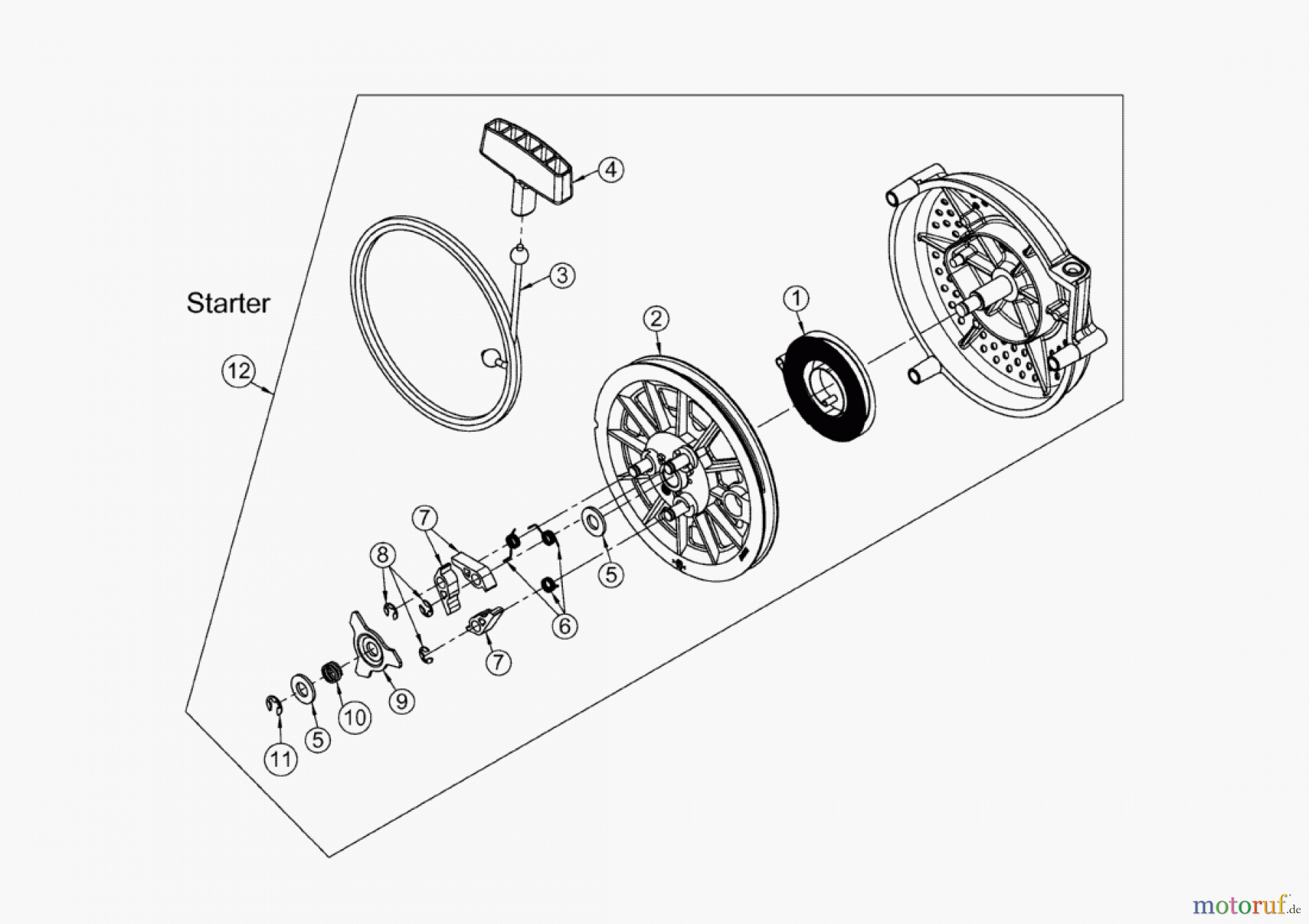 AS-Motor (neu) Rasen Profi-Rasenmäher AS 53 Allrad AS 53 2T 4WD RB und AS 53 B6 RB cat ab FNr. 020908040001 Starter