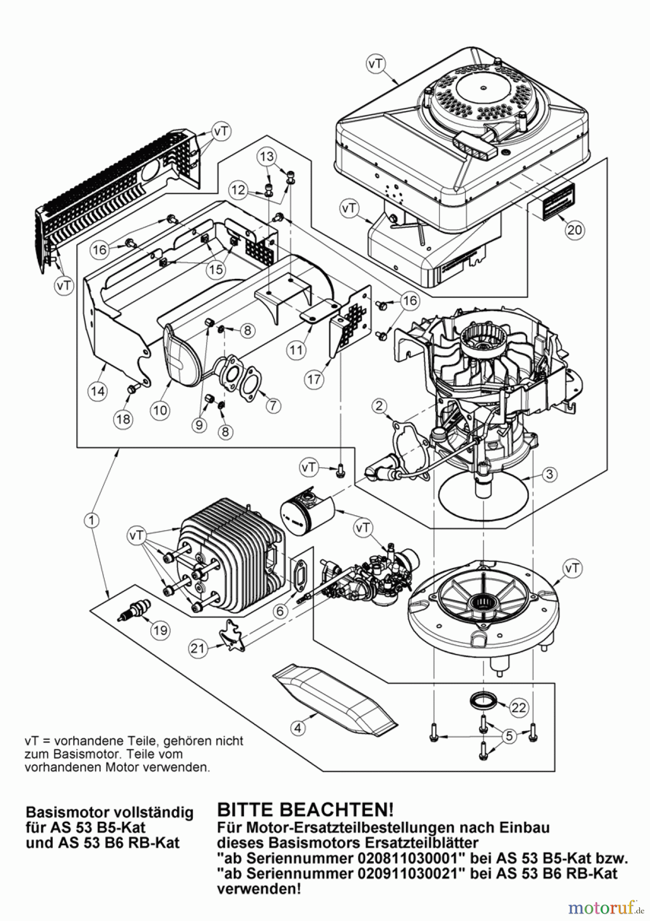 AS-Motor (neu) Rasen Profi-Rasenmäher AS 53 Allrad AS 53 2T 4WD RB und AS 53 B6 RB cat ab FNr. 020908040001 Basismotor