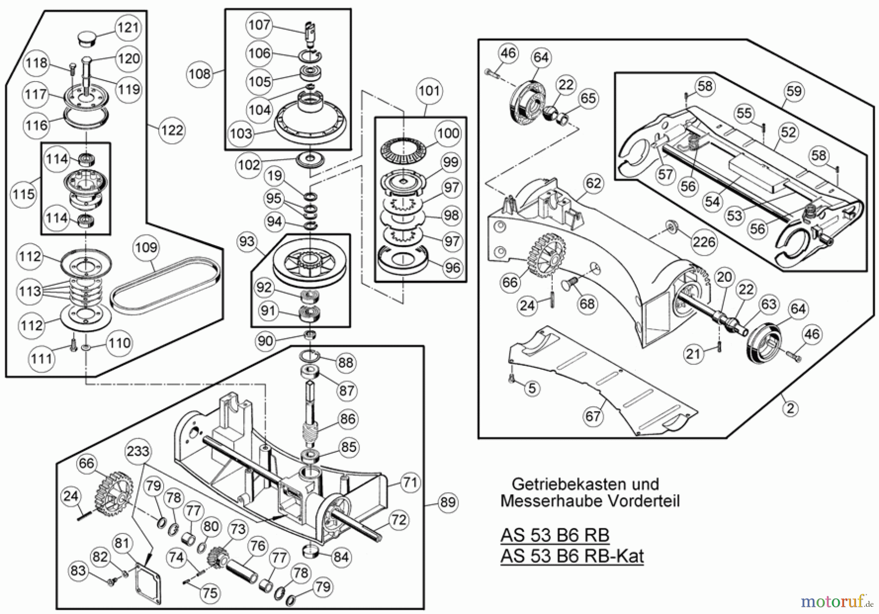 AS-Motor (neu) Rasen Profi-Rasenmäher AS 53 Allrad AS 53 2T 4WD RB und AS 53 B6 RB cat ab FNr. 020908040001 Antrieb