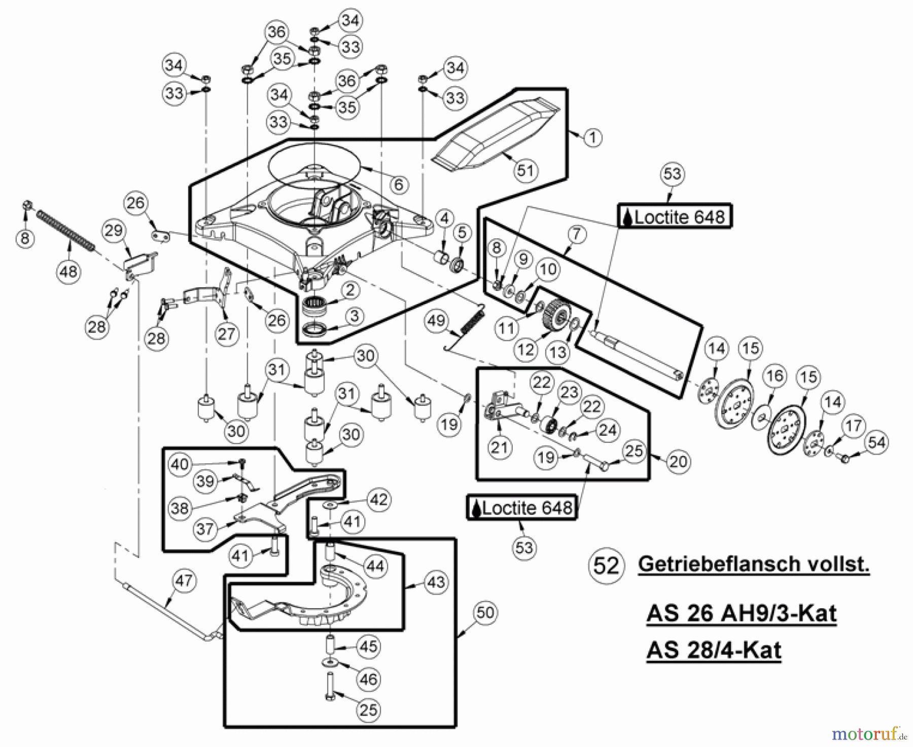  AS-Motor (neu) Rasen Hochgras Allmäher AS 28 AS 28/4 ab FNr. 013508100001  Getriebeflansch vollst.