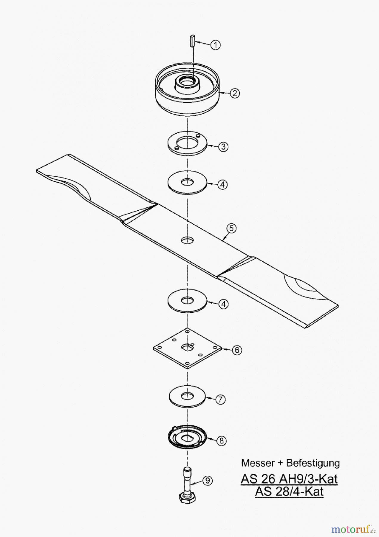 AS-Motor (neu) Rasen Hochgras Allmäher AS 28 AS 28/4 ab FNr. 013508100001 Messer + Befestigung