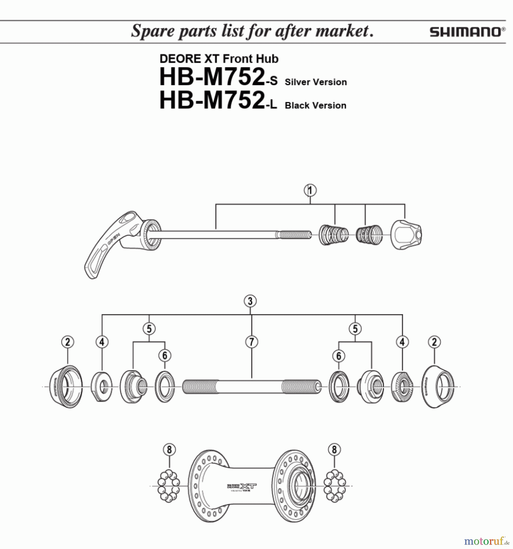 Shimano HB Hub - Vordere Nabe HB-M752