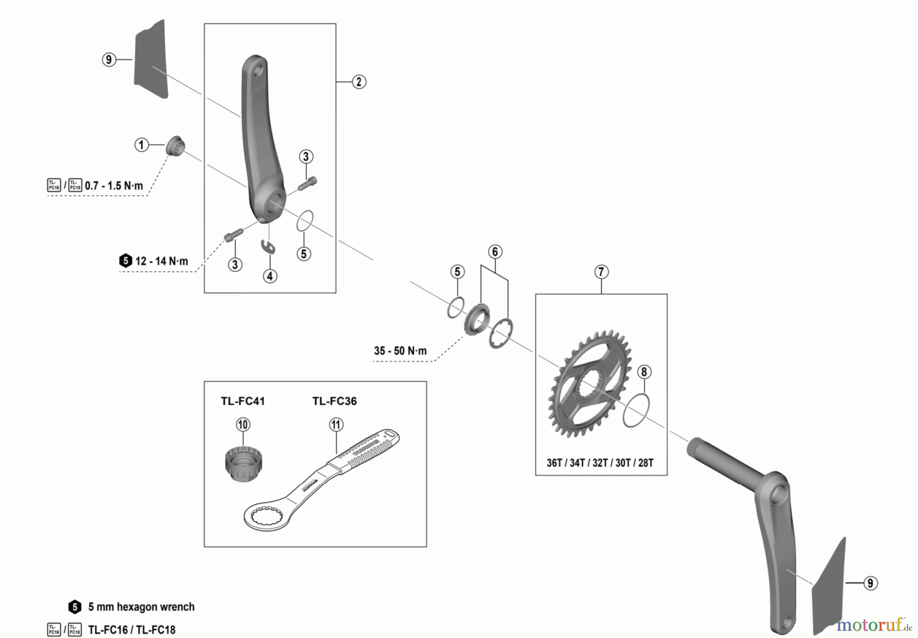 Shimano FC Front Chainwheel - Kurbelsatz, Vorderes Kettenblatt FC-M8200 DEORE XT Crankset