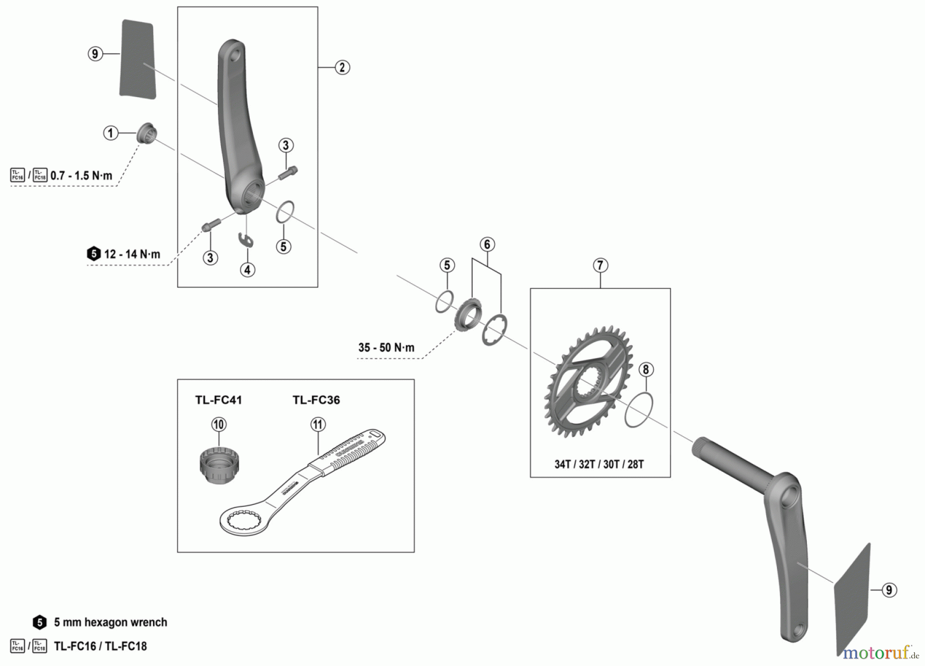 Shimano FC Front Chainwheel - Kurbelsatz, Vorderes Kettenblatt FC-M9220 XTR Crankset