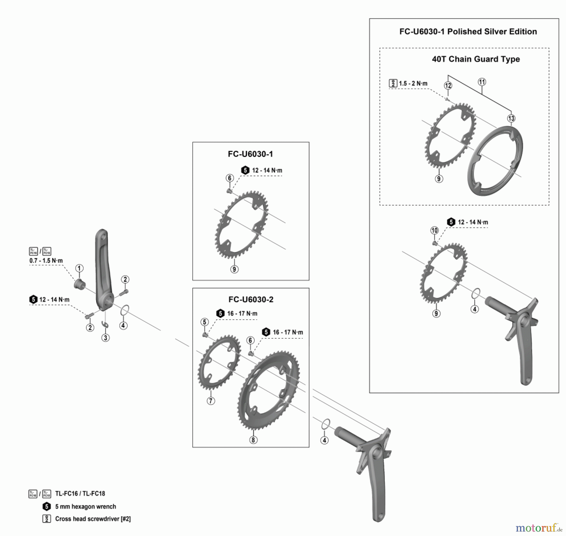Shimano FC Front Chainwheel - Kurbelsatz, Vorderes Kettenblatt FC-U6030 -4853A CUES Crankset