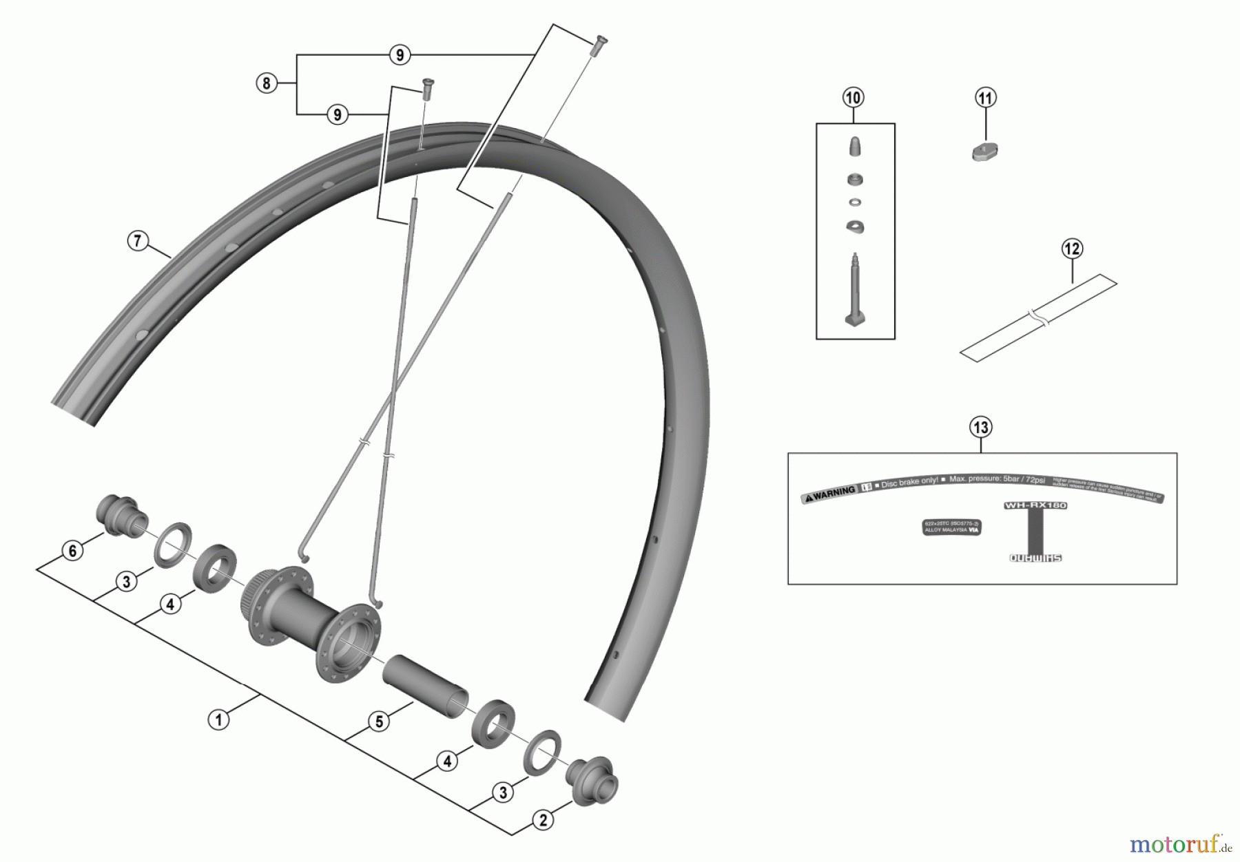  Shimano WH Wheels - Laufräder WH-RX180-TL-F12-700C (-4888) Front Wheel