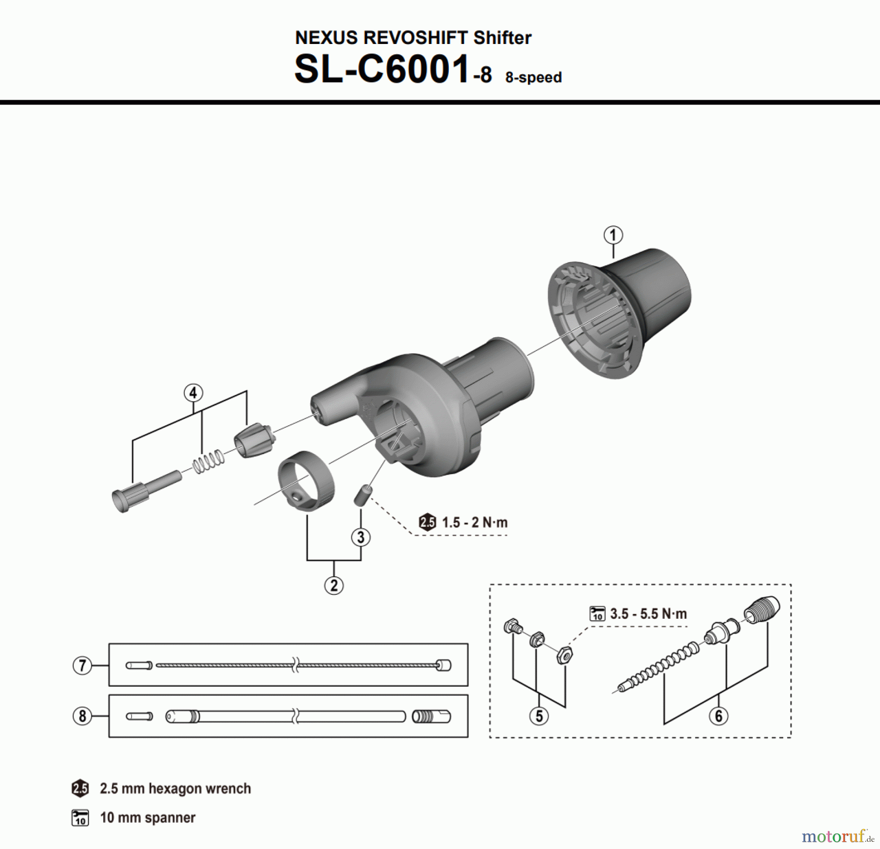  Shimano SL Shift Lever - Schalthebel SL-C6001-8 (-5101) NEXUS REVOSHIFT Shifter