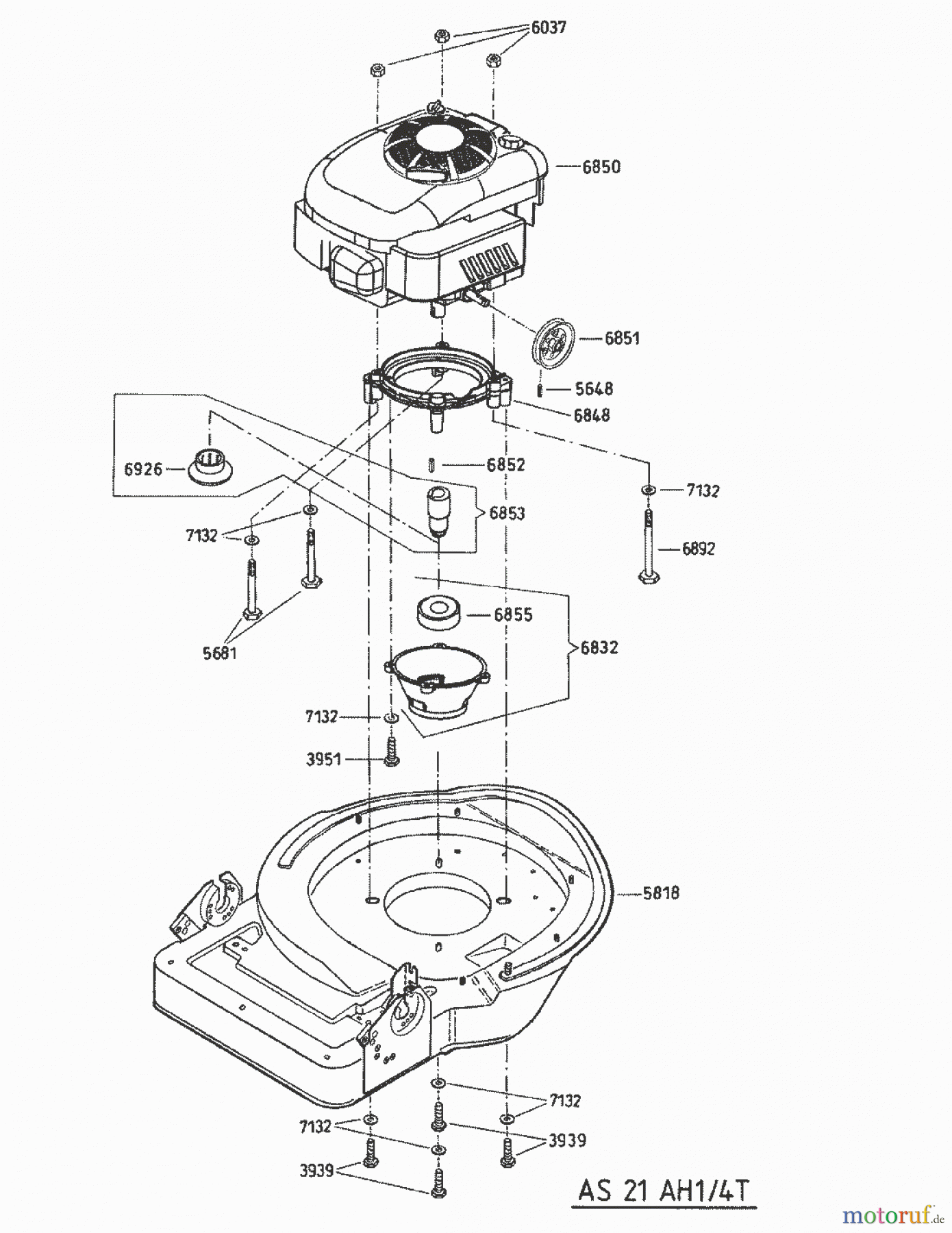  AS-Motor (neu) Hochgras Allmäher AS 21 AS 21 AH1/4T und AS 21 4T B&S ab FNr. 0132833001 Motorlagerung