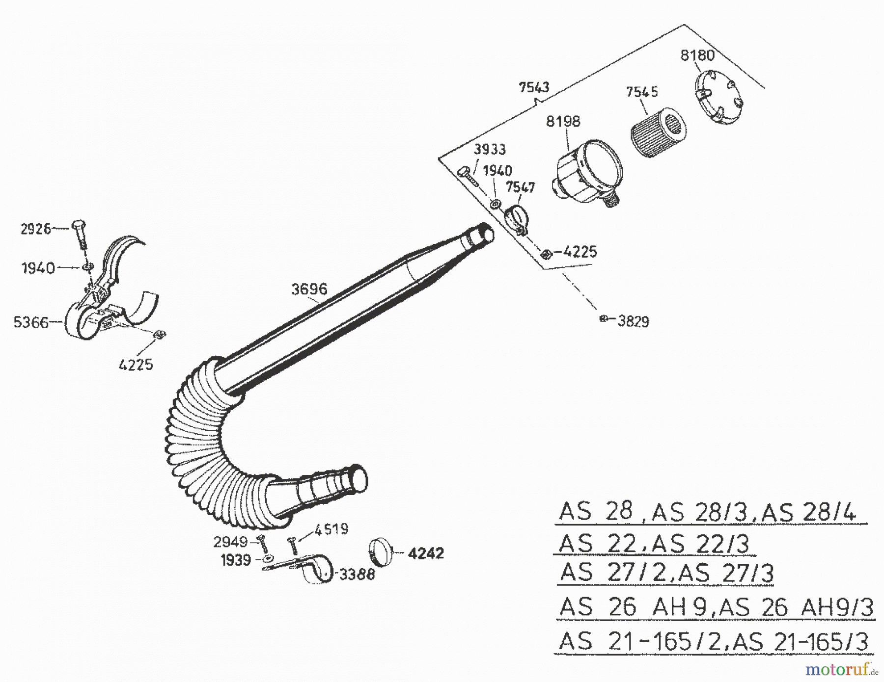  AS-Motor (neu) Hochgras Allmäher AS 28 AS 28/4 ab FNr. 0135944001 Luftfilter ab FNr.10901303121