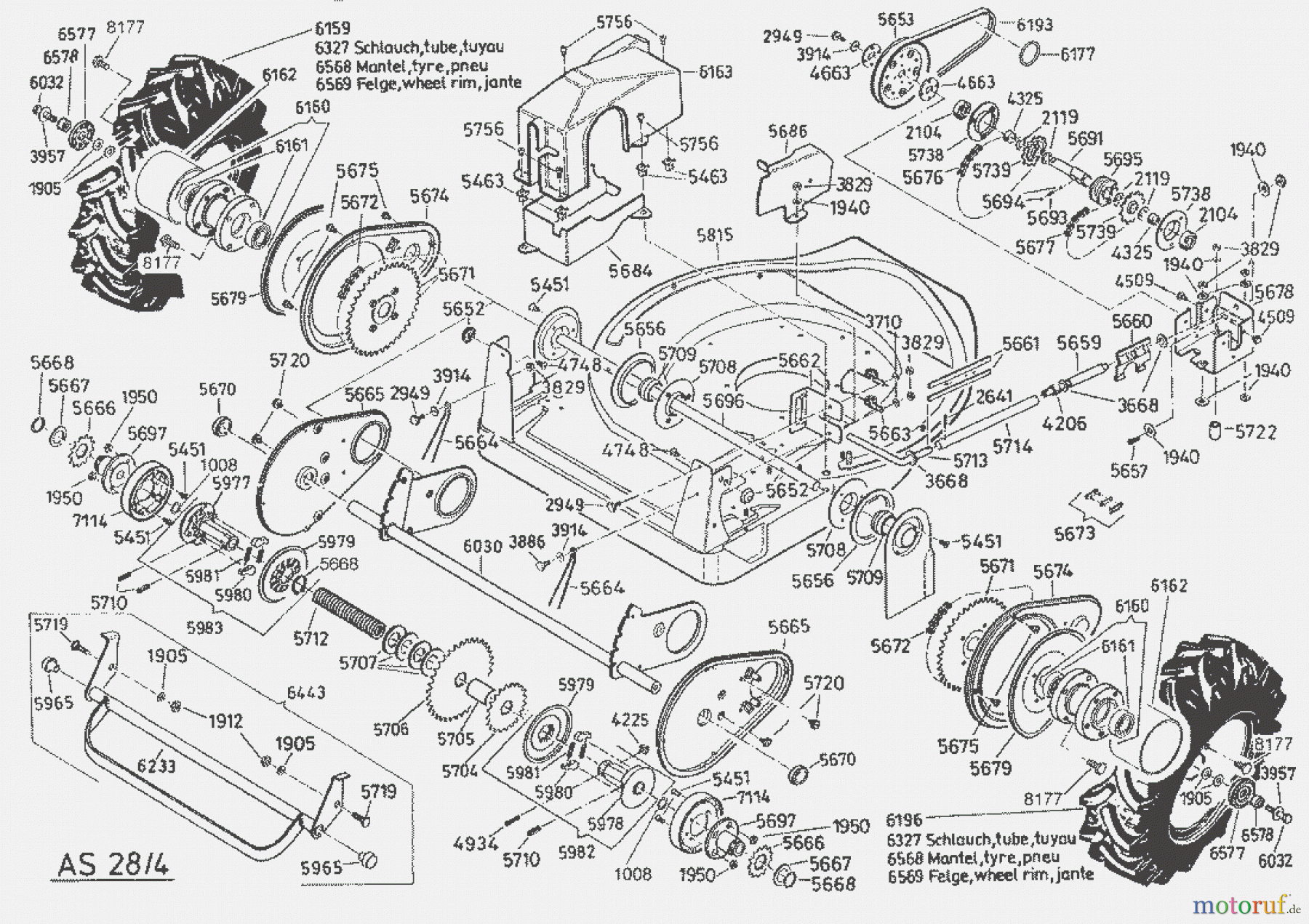  AS-Motor (neu) Hochgras Allmäher AS 28 AS 28/4 ab FNr. 0135944001 Antriebsachse