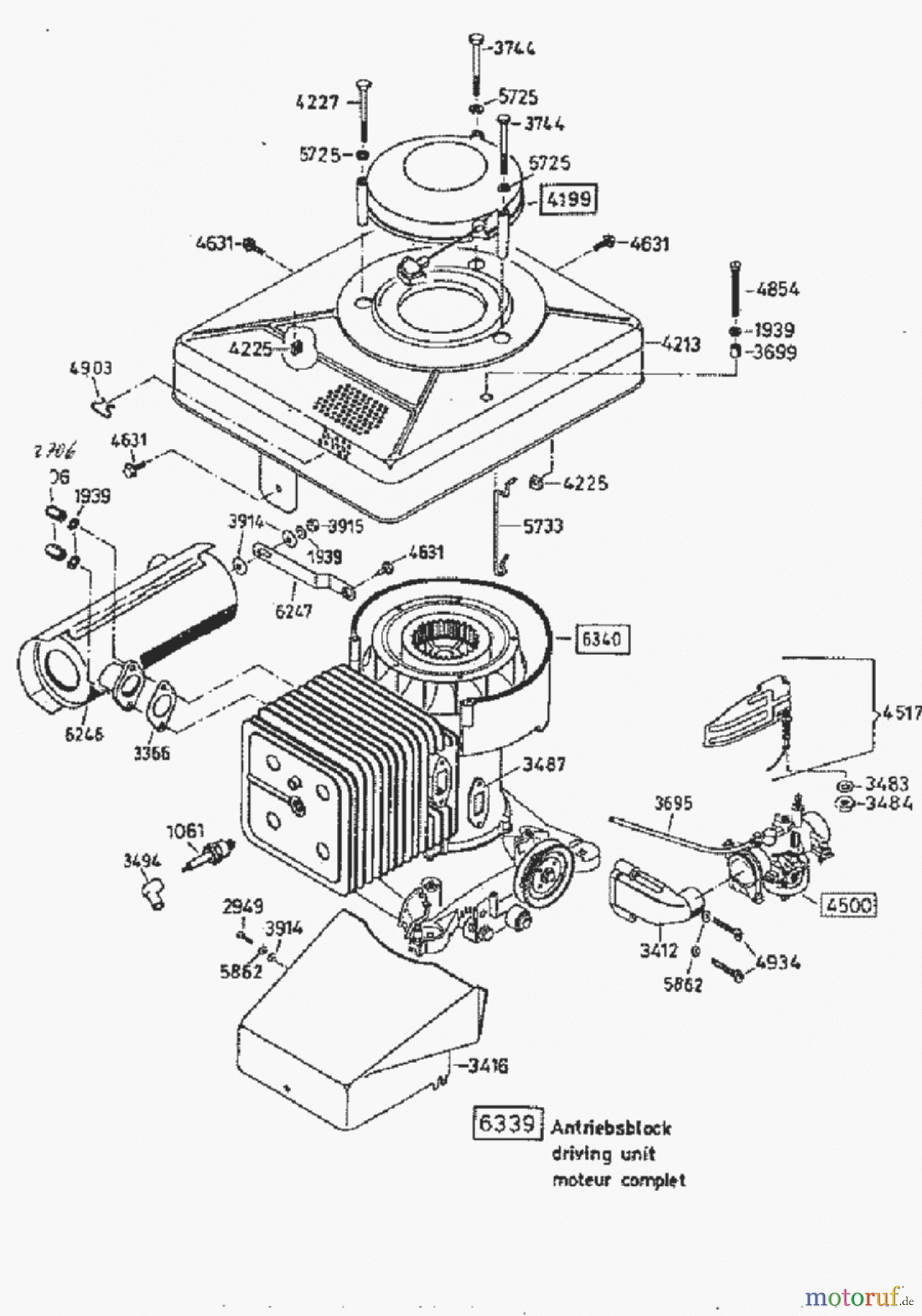  AS-Motor (neu) Hochgras Allmäher AS 28 AS 28/3 ab FNr. 0123644001 Antriebsblock