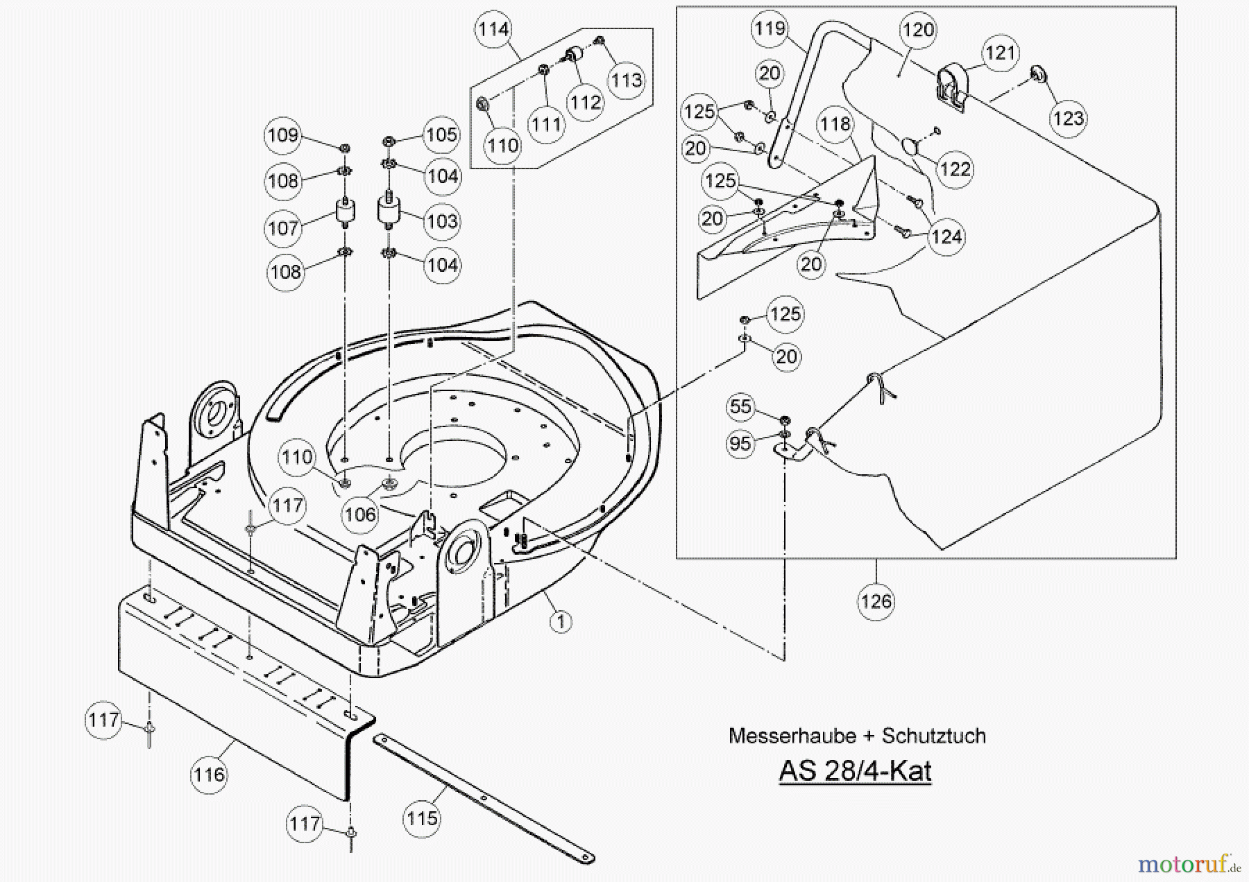 AS-Motor (neu) Hochgras Allmäher AS 28 AS 28 2T und AS 28/4-Kat ab FNr. 020111030001 Messerhaube + Schutztuch