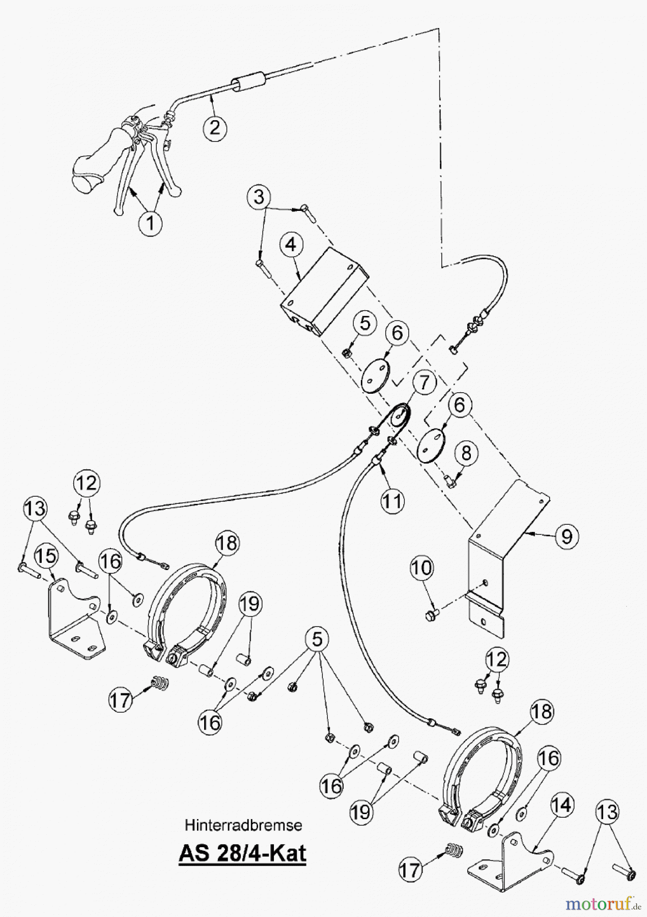  AS-Motor (neu) Hochgras Allmäher AS 28 AS 28 2T und AS 28/4-Kat ab FNr. 020111030001 Hinterradbremse