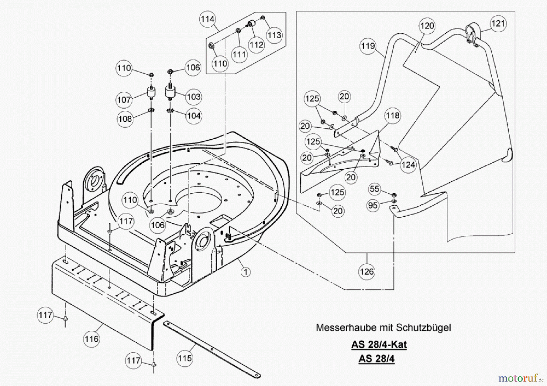 AS-Motor (neu) Hochgras Allmäher AS 28 AS 28 2T und AS 28/4-Kat ab FNr. 020112020017 Messerhaube + Schutztuch