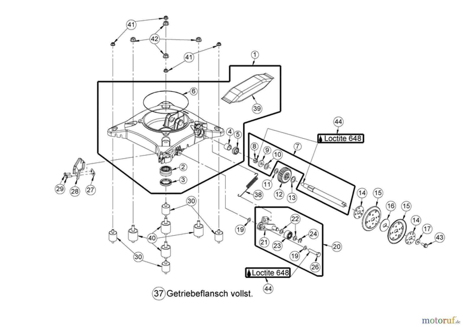  AS-Motor (neu) Hochgras Allmäher AS 28 AS 28 2T ES ab FNr. 027916070001 Getriebeflansch vollst.