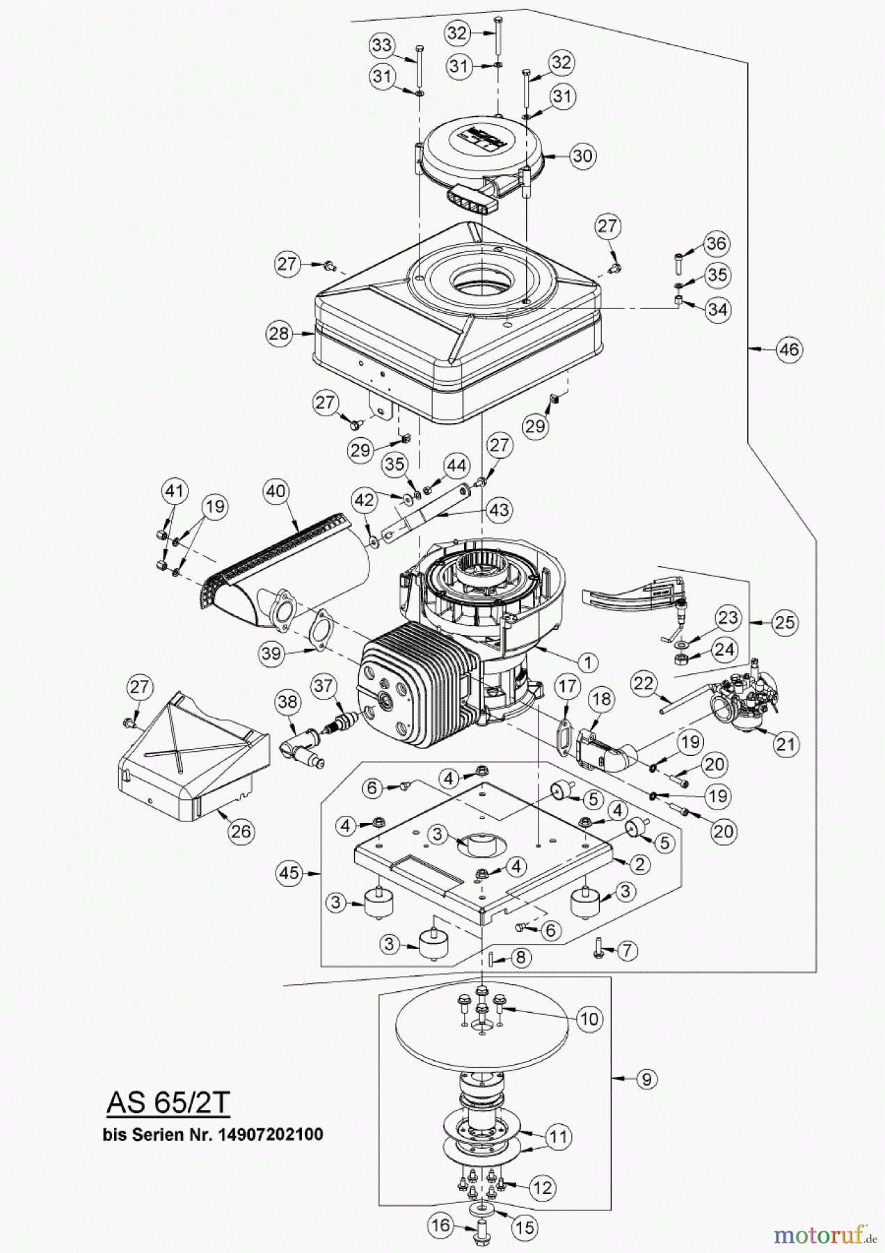 AS-Motor (neu) Hochgras Allmäher AS 65 AS 65/2T ab FNr. 014903404036 Antriebsblock