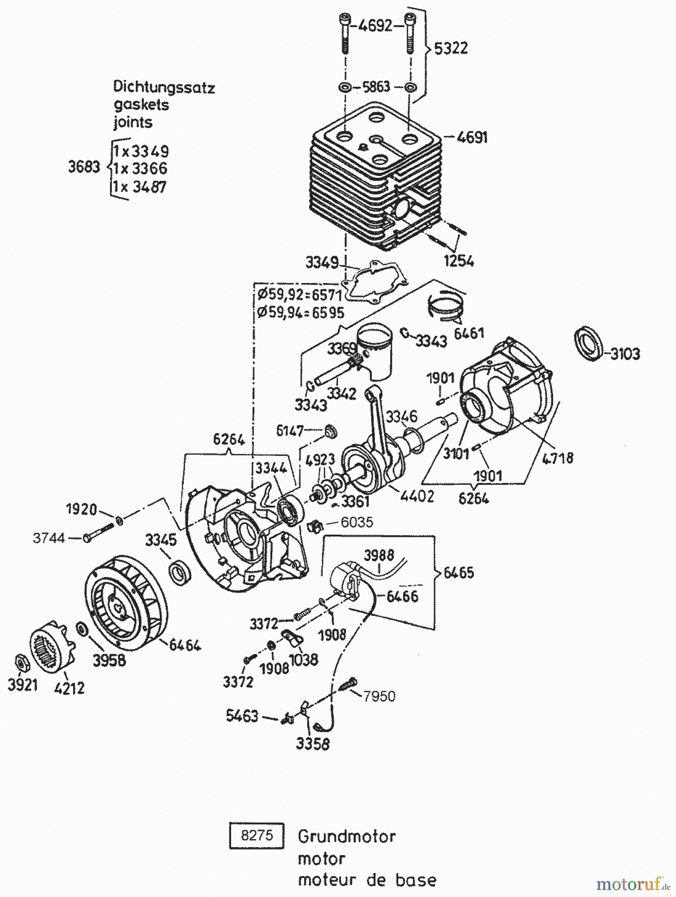  AS-Motor (neu) Hochgras Allmäher AS 65 AS 65/2T ab FNr. 014903404036 Grundmotor
