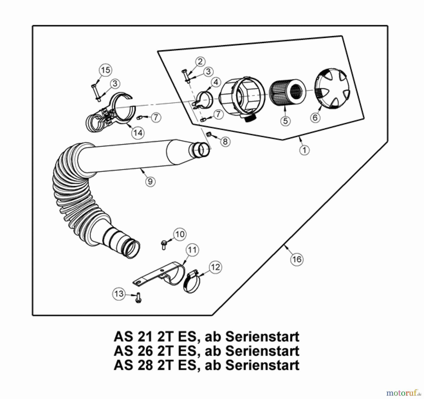  AS-Motor (neu) Hochgras Allmäher AS 26 AS 26 2T ES ab FNr. 027816070001 Luftansaugschlauch vollst.