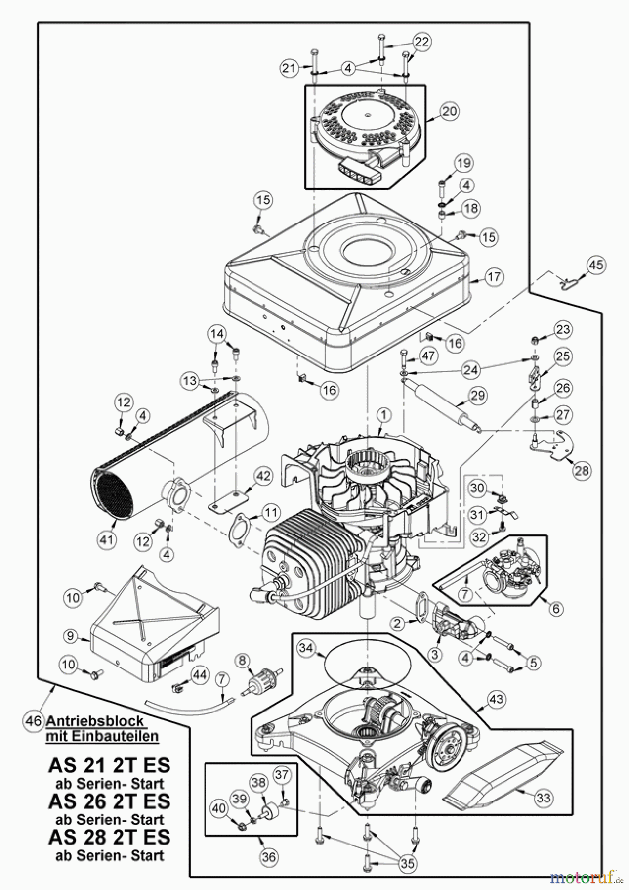  AS-Motor (neu) Hochgras Allmäher AS 26 AS 26 2T ES ab FNr. 027816070001 Antriebsblock