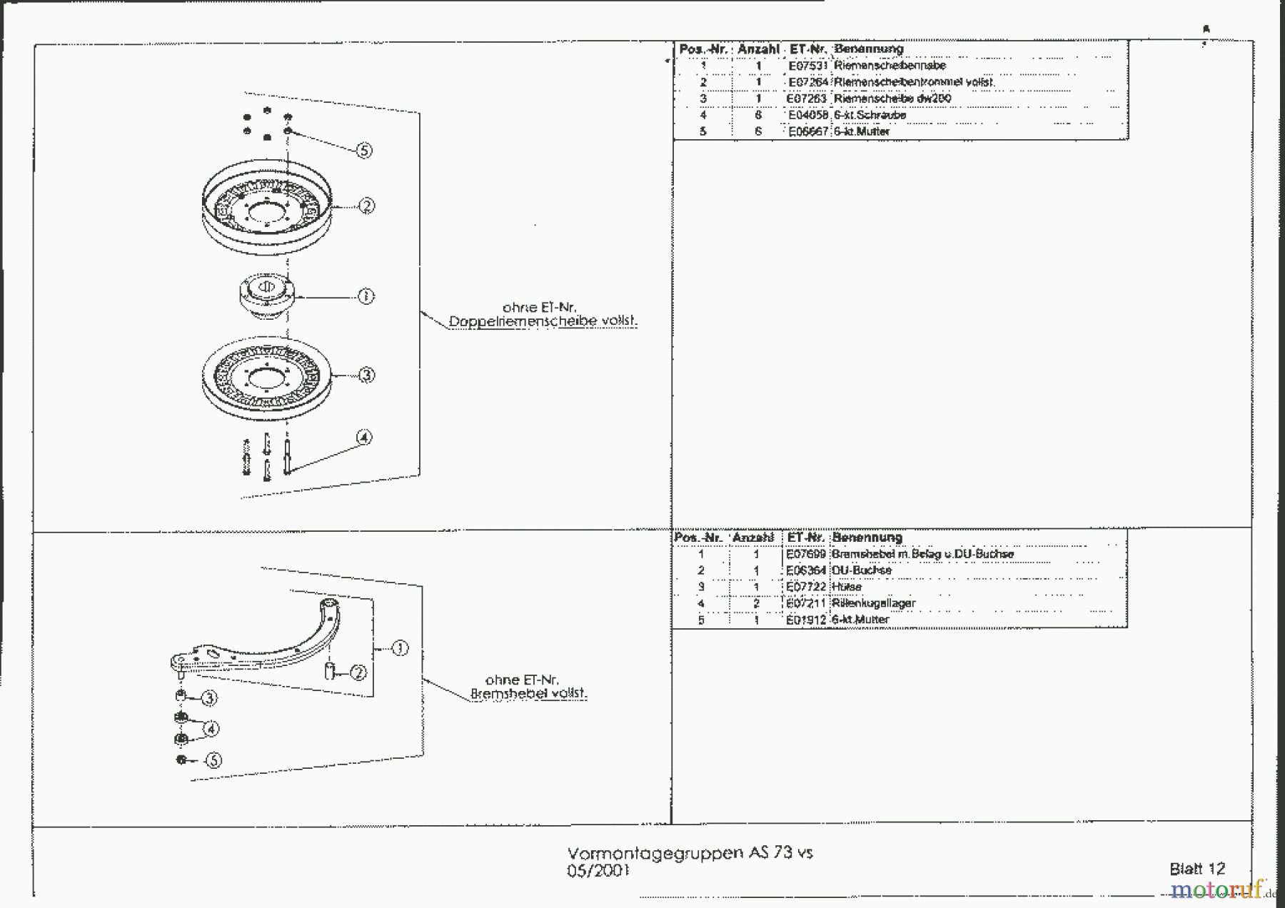  AS-Motor (neu) Hochgras Allmäher AS 73 AS 73 vs ab FNr. 014100000001  Riemenscheibe / Bremshebel
