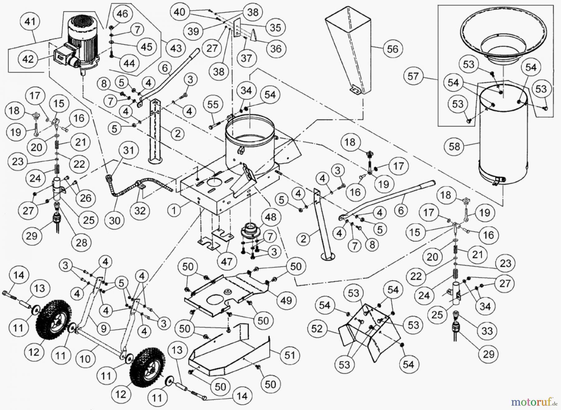  AS-Motor (neu) Spezial Sondermaschinen Samix Gartenhäcksler Super S-E 3.7/2 ET-Dokumentation Motor/Gehäuse bis FNr.16806101070