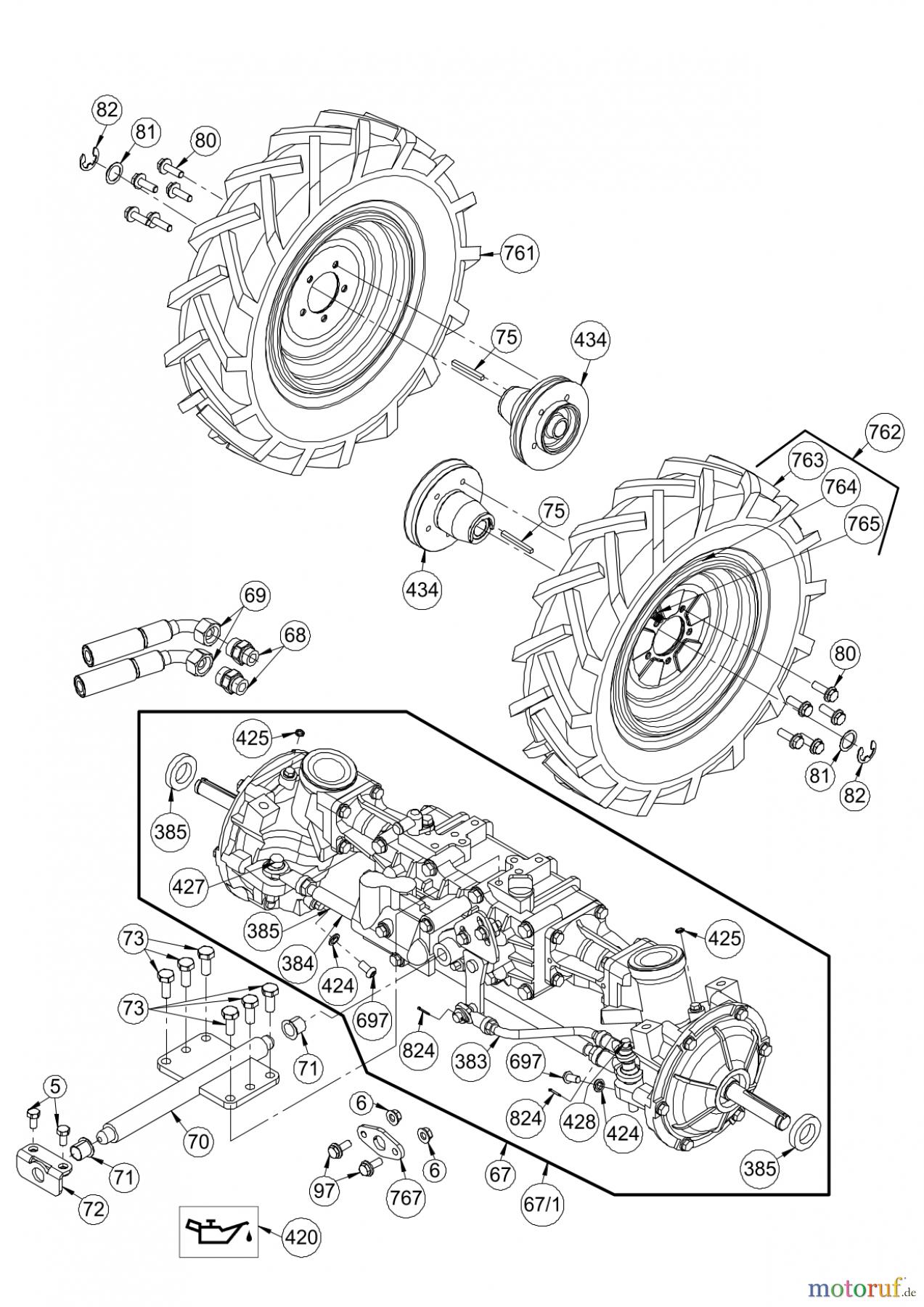 AS-Motor (neu) Hochgras Ferngesteuerte Mäher AS 940 Sherpa 4WD RC B&S ab FNr. 027416110001 Getriebe vorn mit Rädern