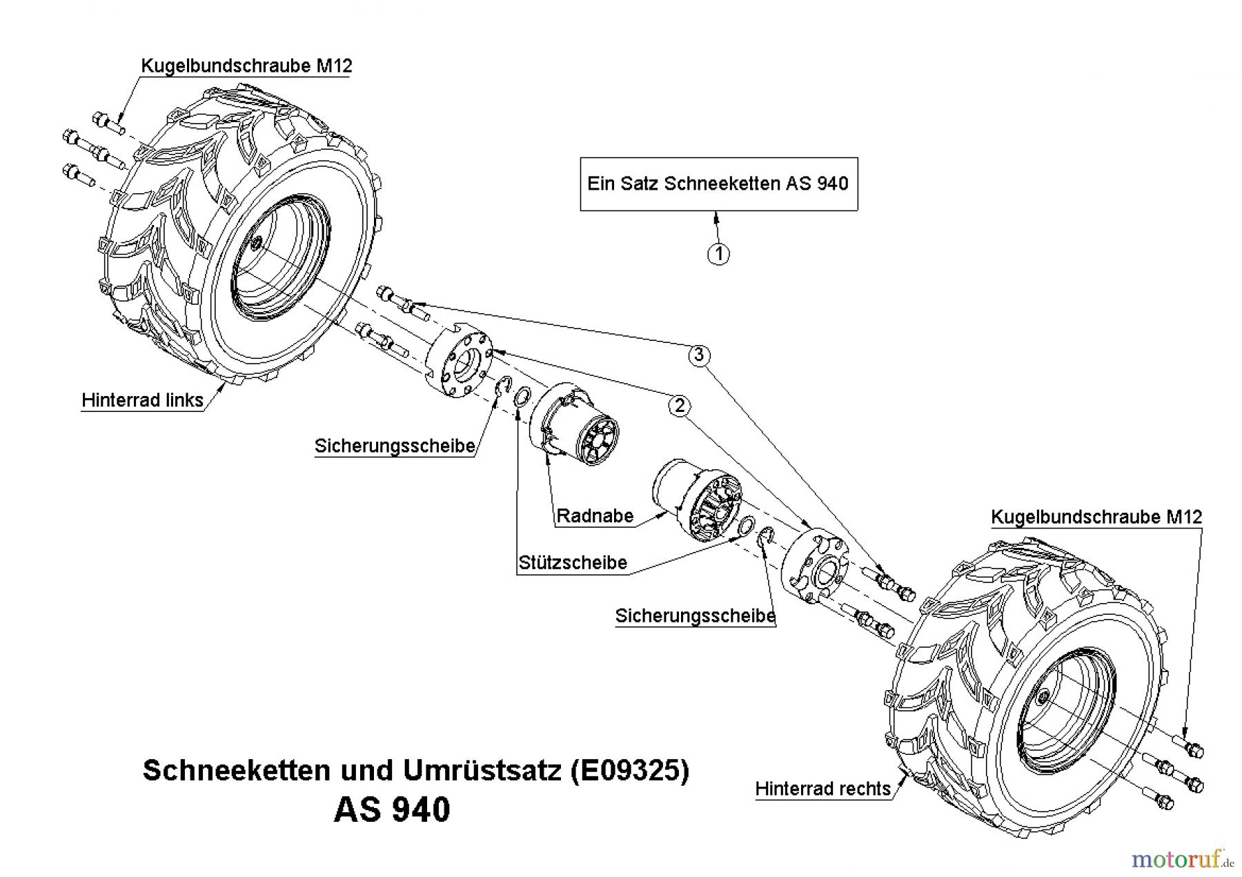  AS-Motor (neu) Zubehör/ Verschleissteile Ersatzteile für Zubehör Ersatzteile für Zubehör Schneekette und Umrüstsatz AS940