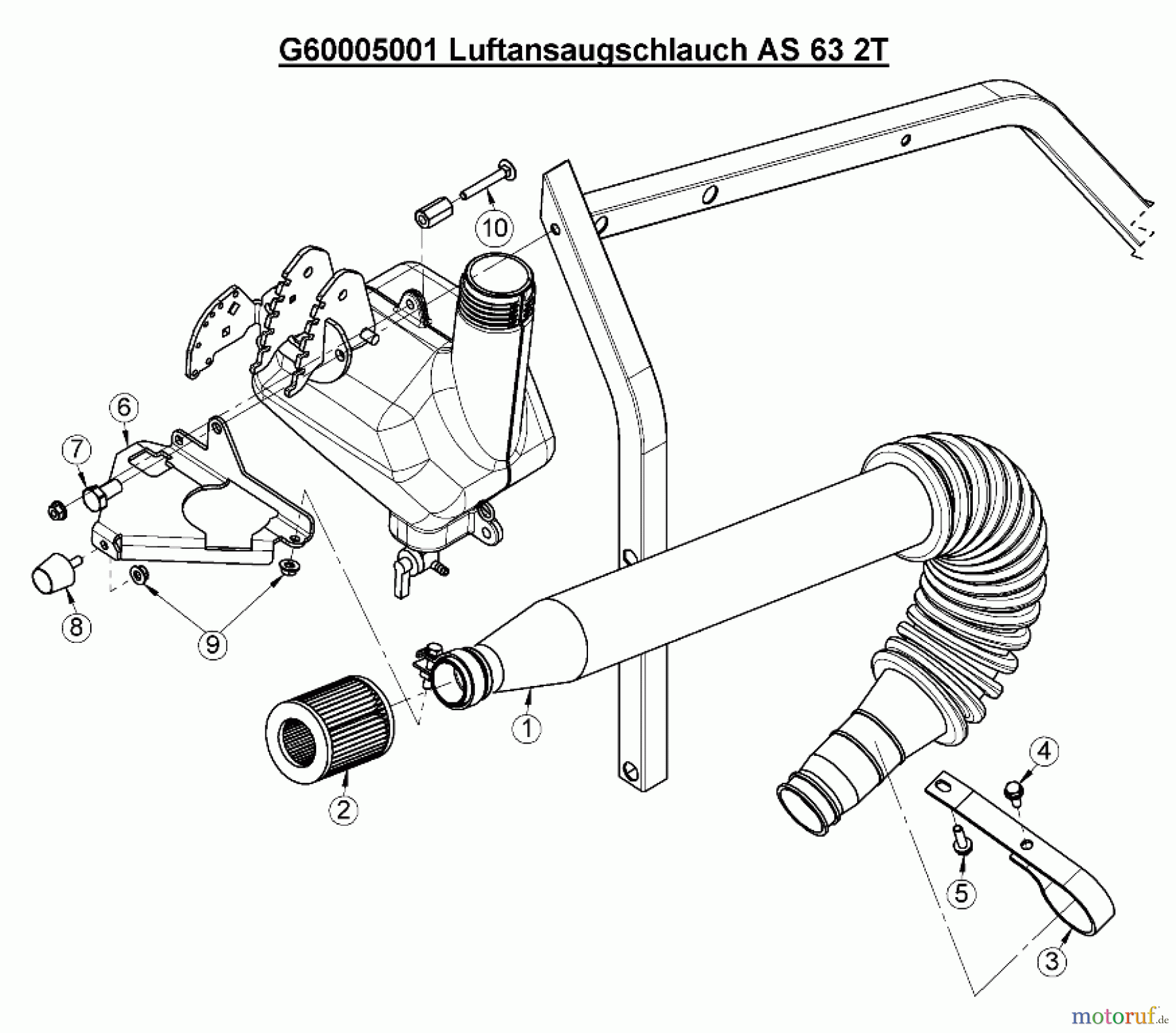  AS-Motor (neu) Zubehör/ Verschleissteile Ersatzteile für Zubehör Ersatzteile für Zubehör Luftansaugschlauch mit Tankschutz AS 63 2T bis FNr.027019060112