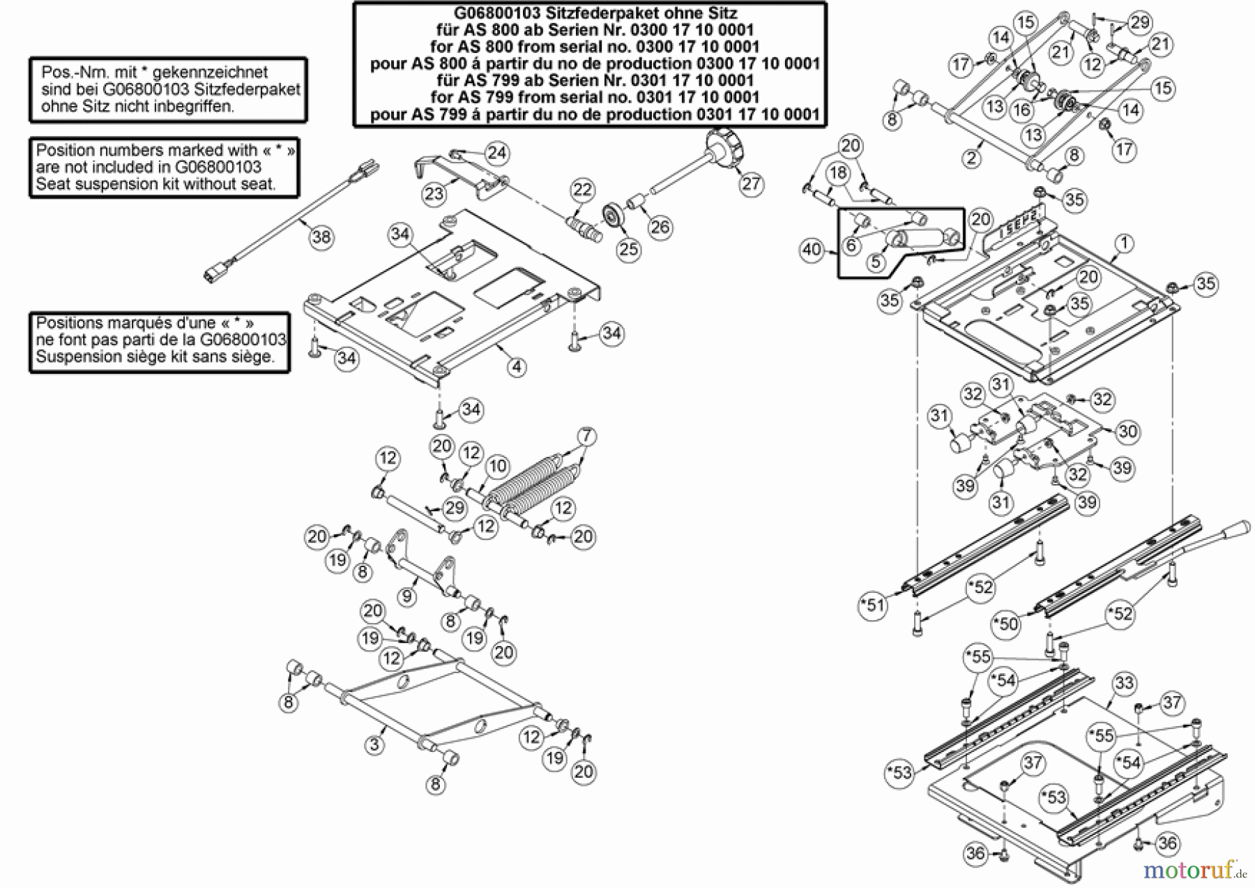  AS-Motor (neu) Zubehör/ Verschleissteile Ersatzteile für Zubehör Ersatzteile für Zubehör Sitzfederpaket ohne Sitz AS 800 ab FNr.030017100001 AS 799 ab FNr.030117100001