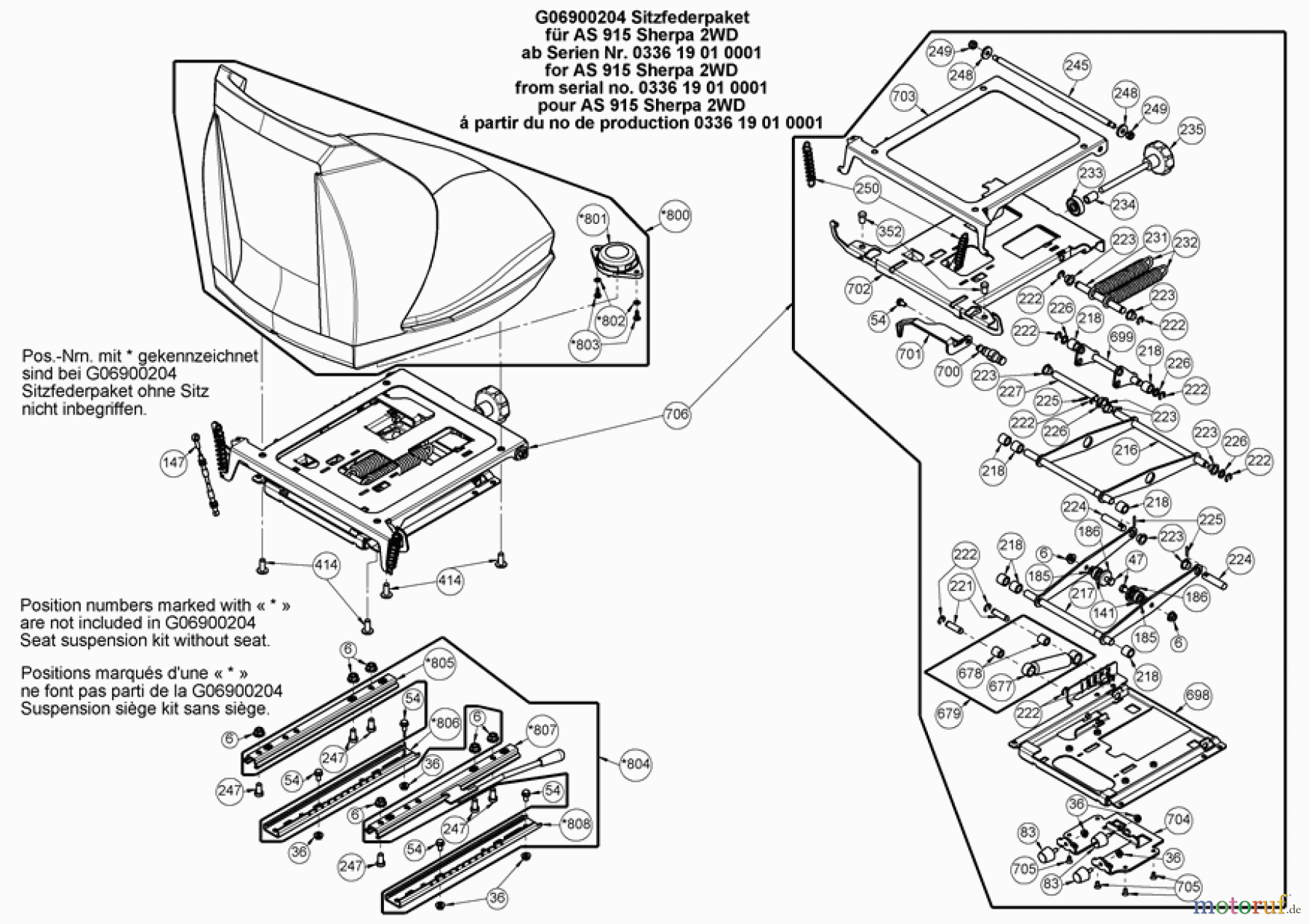 AS-Motor (neu) Zubehör/ Verschleissteile Ersatzteile für Zubehör Ersatzteile für Zubehör Sitzfederpaket ohne Sitz AS 915 Sherpa 2WD ab FNr.033619010001