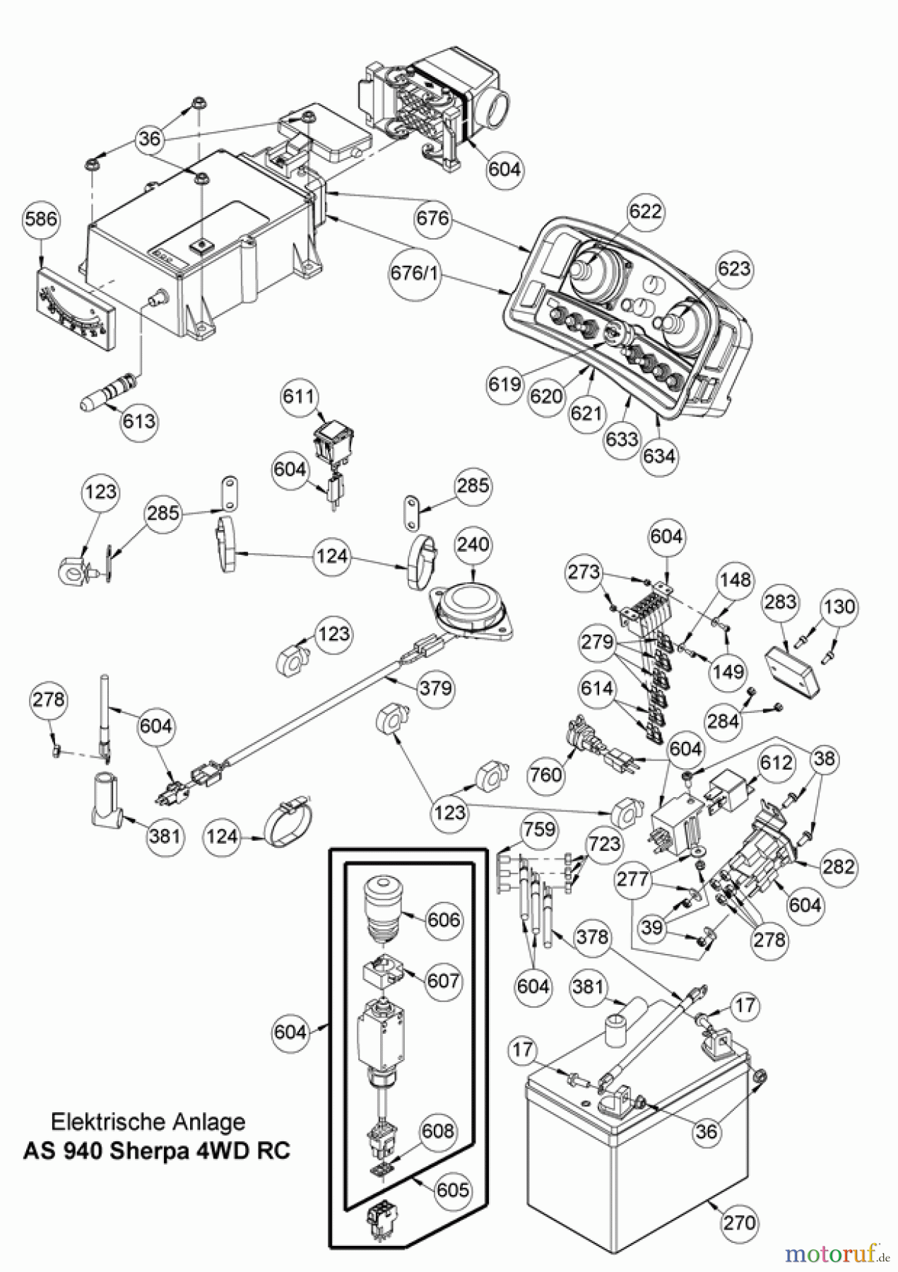  AS-Motor (neu) Hochgras Ferngesteuerte Mäher AS 940 Sherpa 4WD RC B&S ab FNr. 027420040012 Elektrische Anlage
