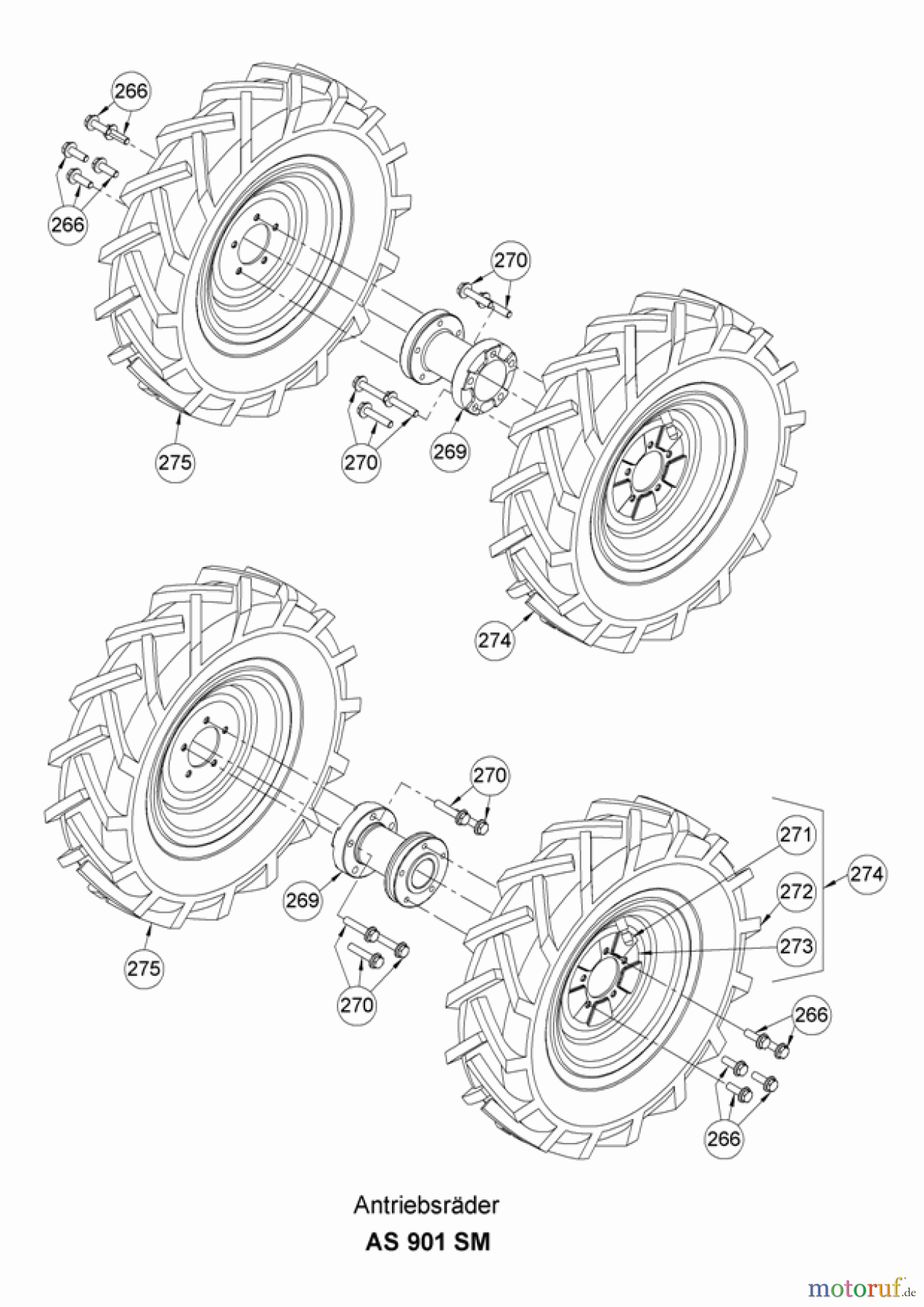  AS-Motor (neu) Hochgras Schlegelmäher AS 901 SM ab FNr. 026020070001 Antriebsräder