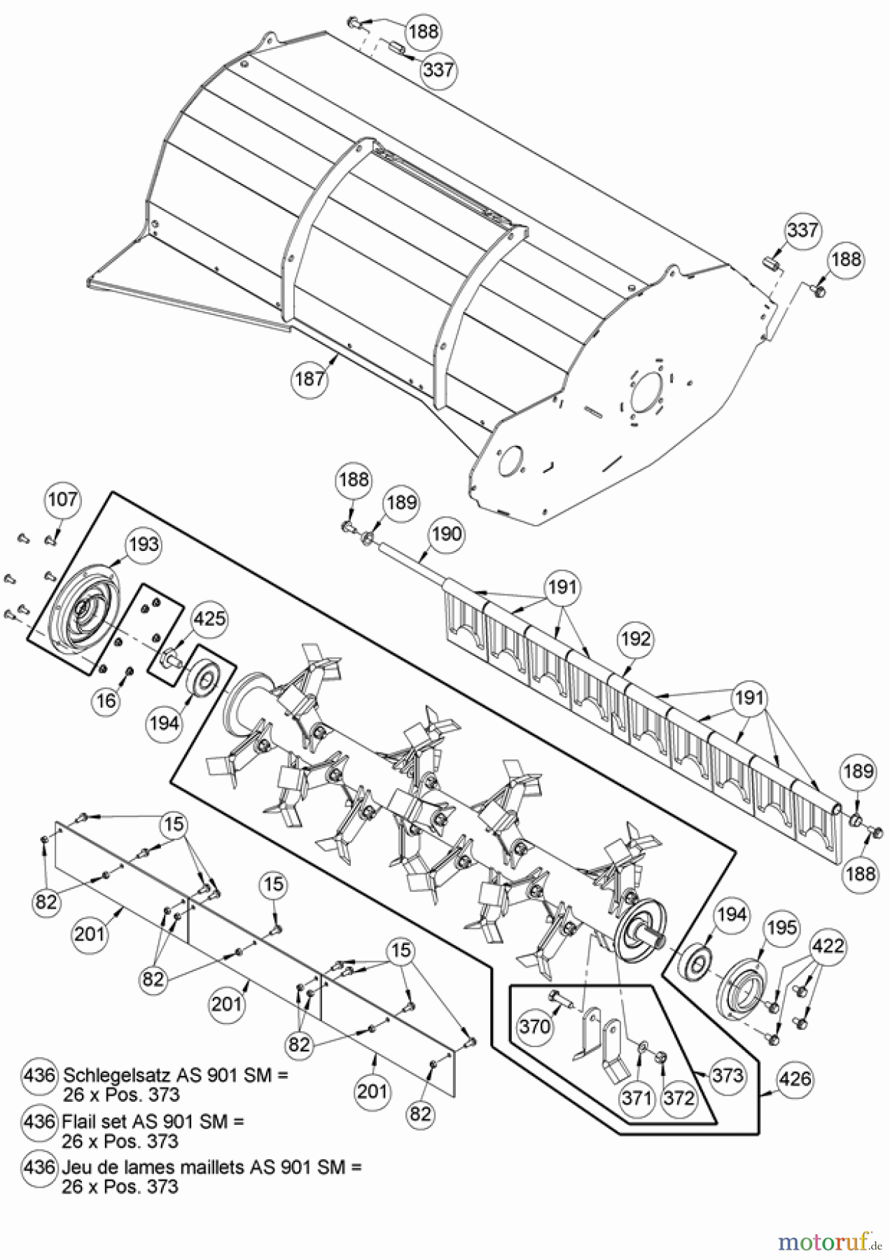  AS-Motor (neu) Hochgras Schlegelmäher AS 901 SM ab FNr. 026020070001 Schlegelwerk