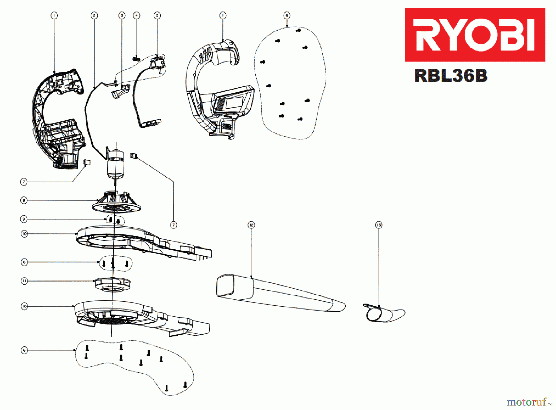 Ryobi Laubsauger und Laubbläser Blasgeräte RBL36B