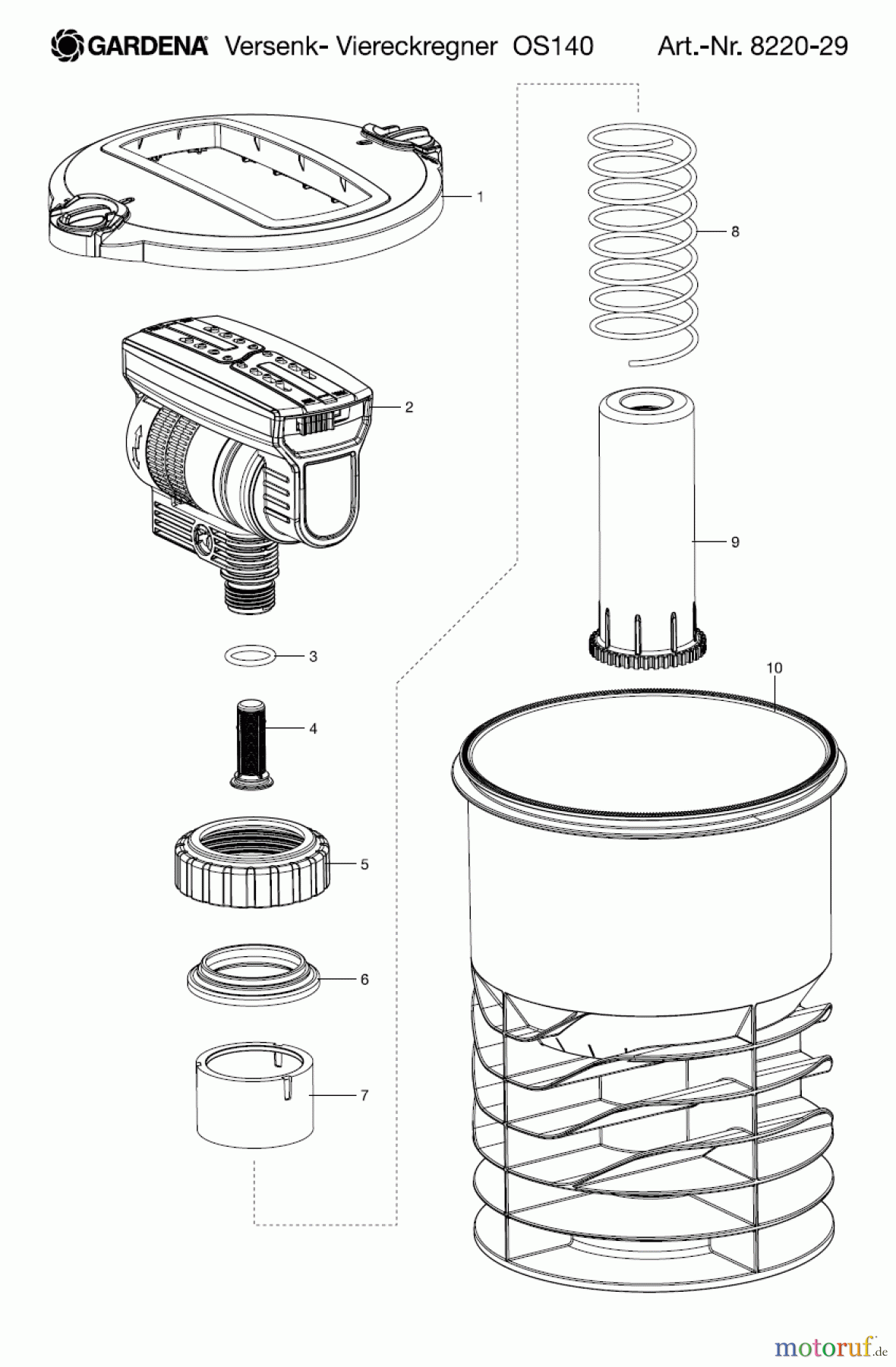 Gardena Wassertechnik Regner Versenk-Viereckregner OS 140