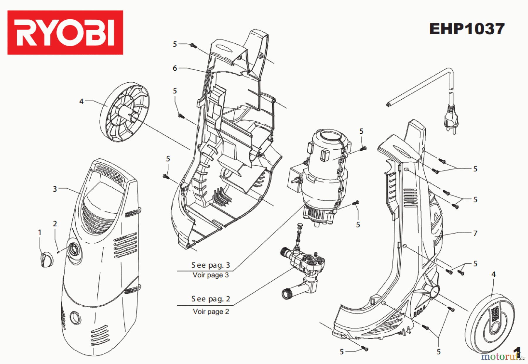 Ryobi Hochdruckreiniger EHP1037 Seite 1