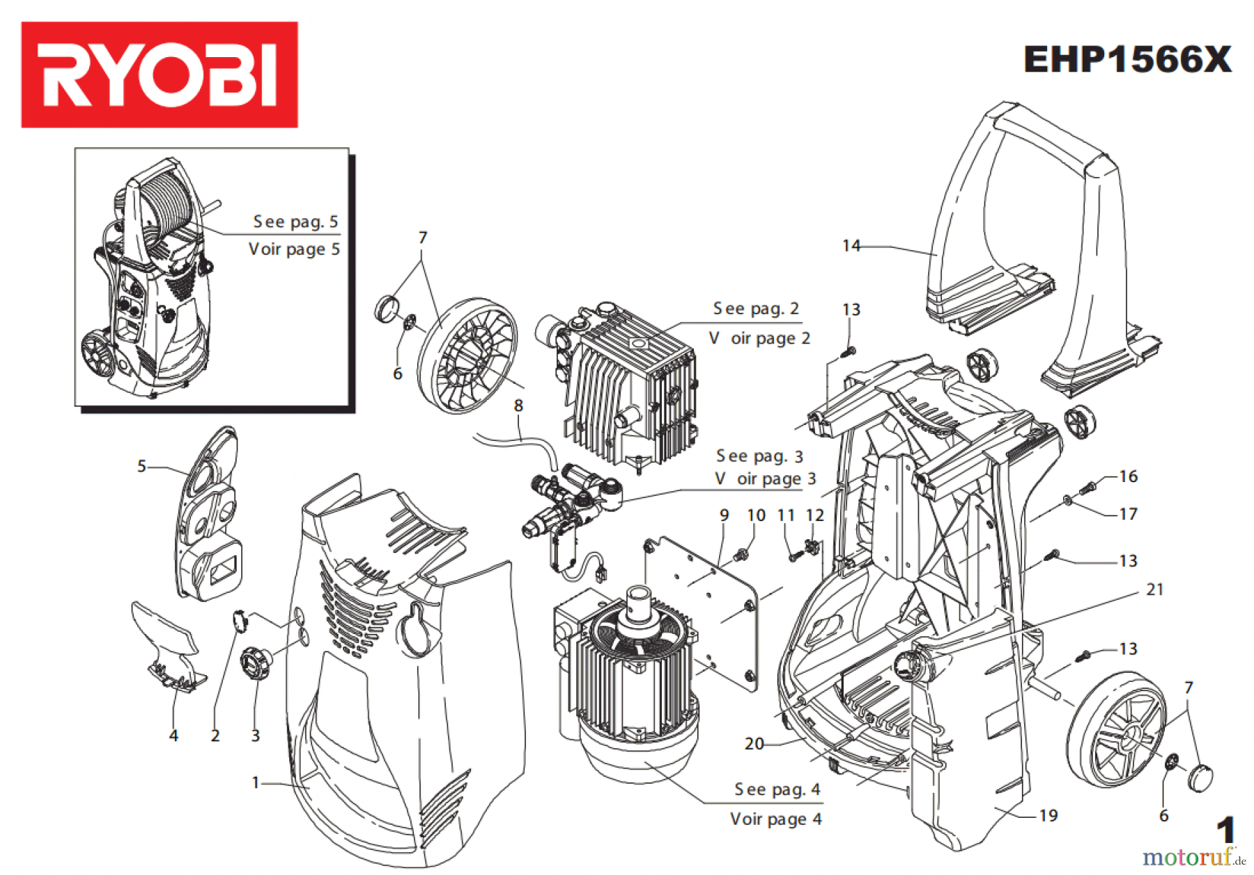 Ryobi Hochdruckreiniger EHP1566X Seite1