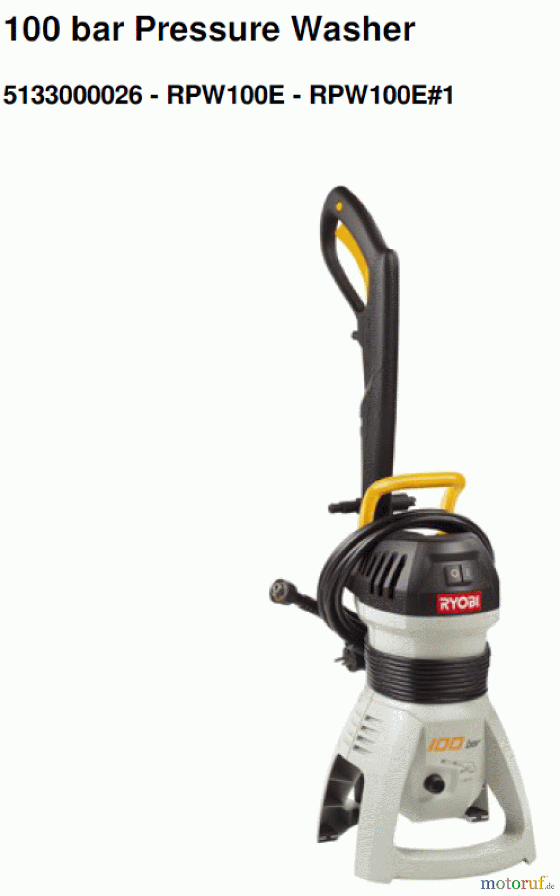  Ryobi Hochdruckreiniger RPW100E